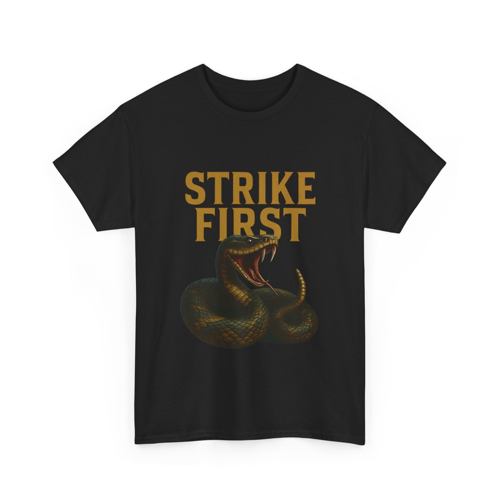 Strike First Unisex Heavy Cotton Tee | Casual Streetwear, Gift for Rebels, Everyday Wear, Statement T-Shirt, Perfect for Theme Parties