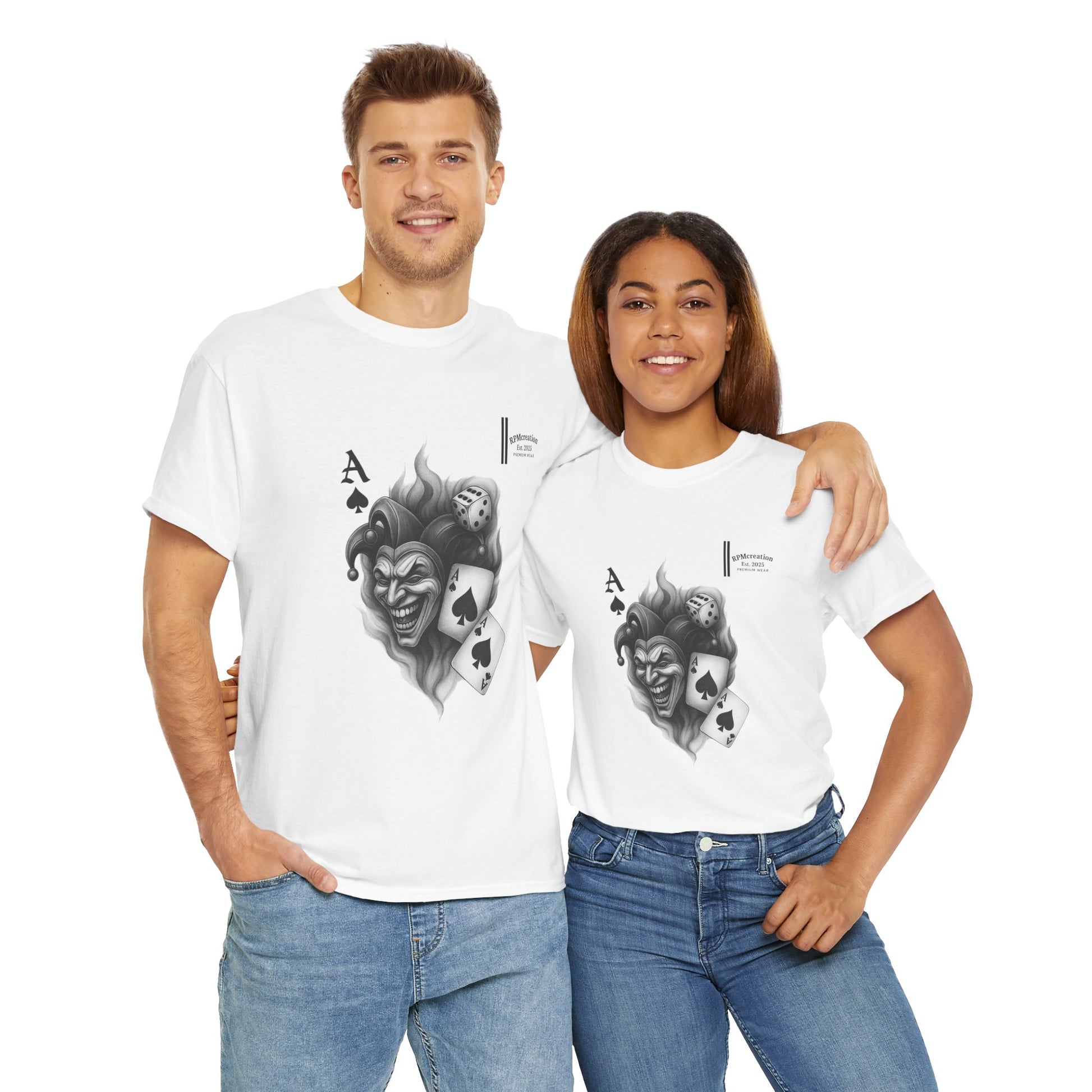 Unisex Heavy Cotton Tee with Joker Design - Perfect for Game Night, Halloween, Casual Wear, Gift for Gamers, Graphic Tee