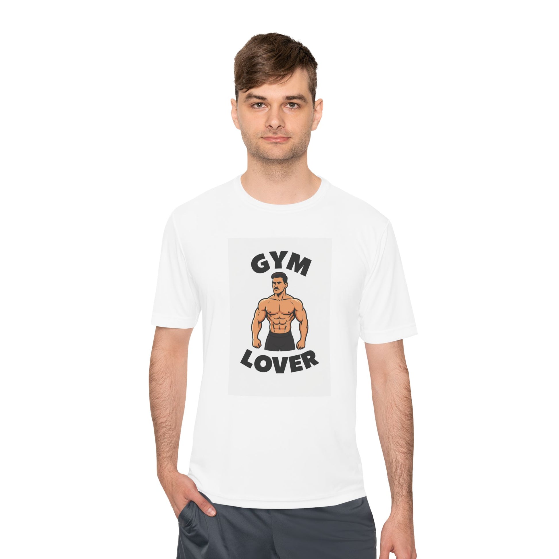 Gym Lover male Moisture Wicking Tee, Workout Shirt, Athleisure Top, Fitness Apparel, Ideal for Gym Enthusiasts, Gift for Him/Her