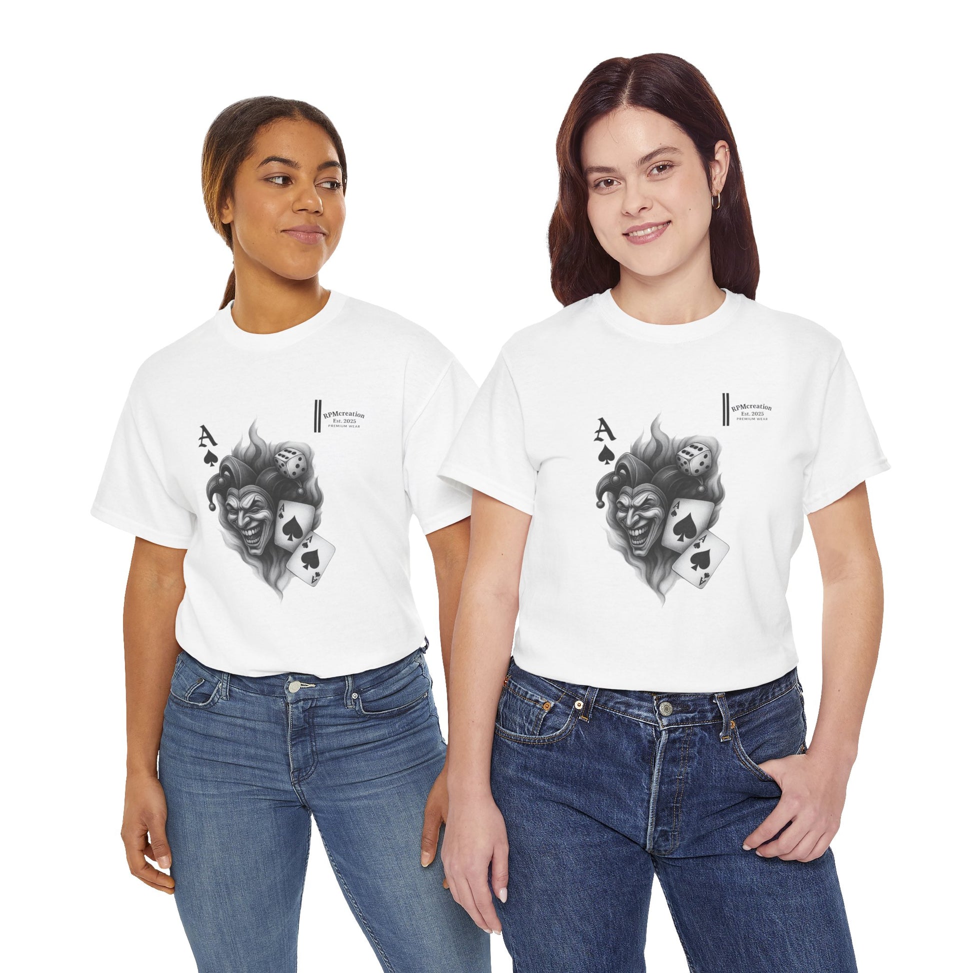 Unisex Heavy Cotton Tee with Joker Design - Perfect for Game Night, Halloween, Casual Wear, Gift for Gamers, Graphic Tee