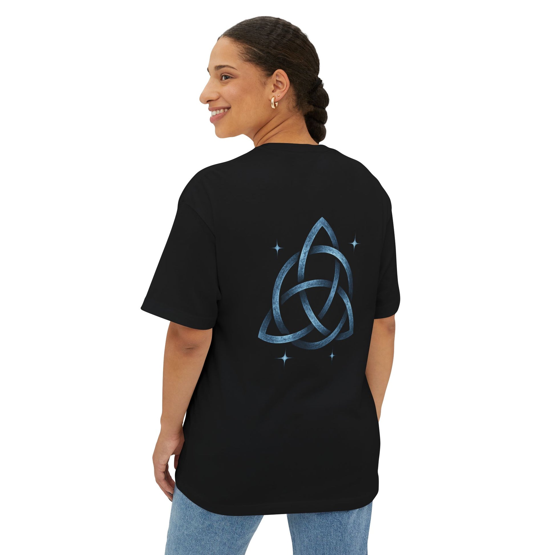 Boho Oversized Tee with Celtic Knot Design | Unisex Tee, Casual Style, Gift for Him/Her, Comfortable Wear, Summer Outfit, Festival Tee