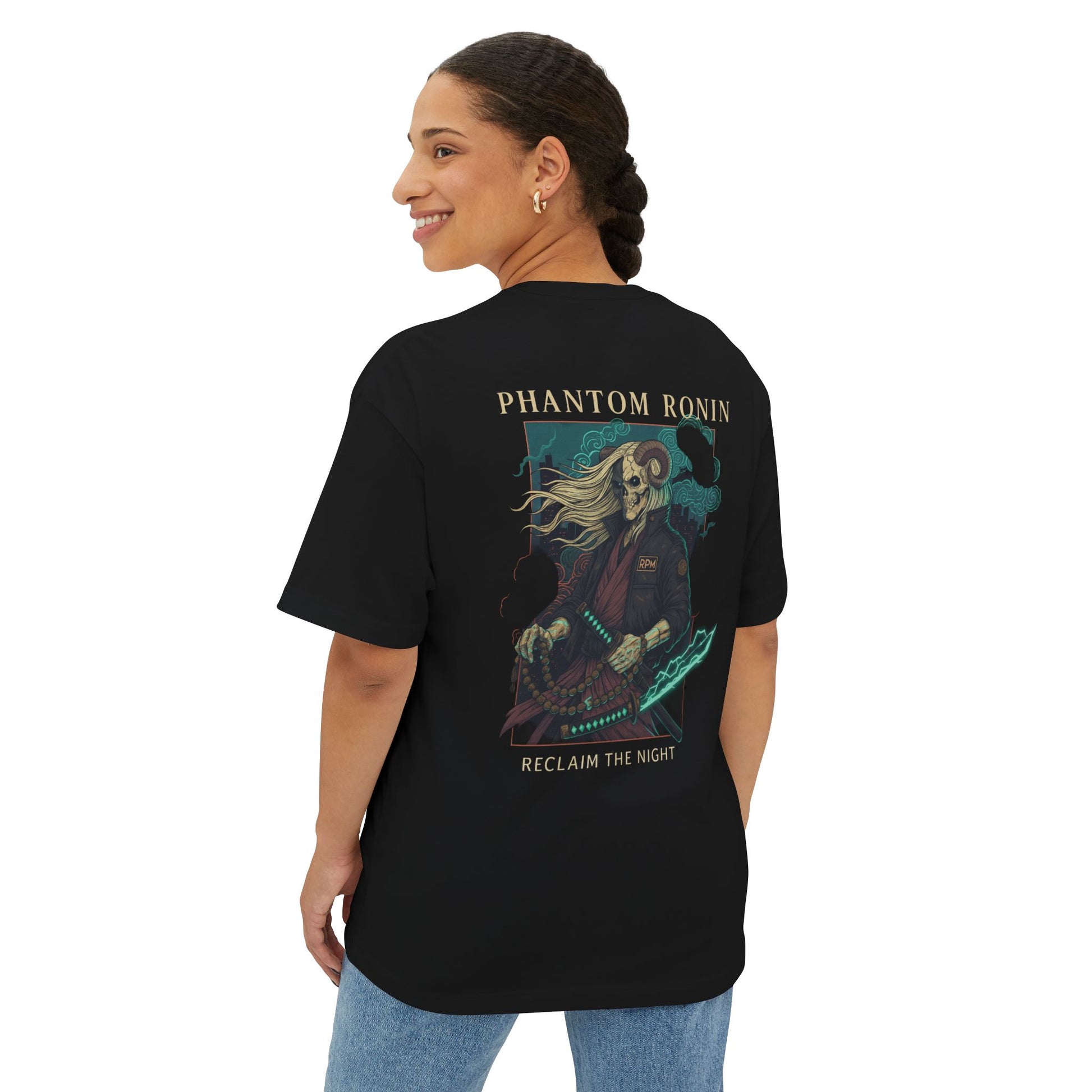 Phantom Ronin Boxy Tee - Oversized Unisex Shirt for Bold Style