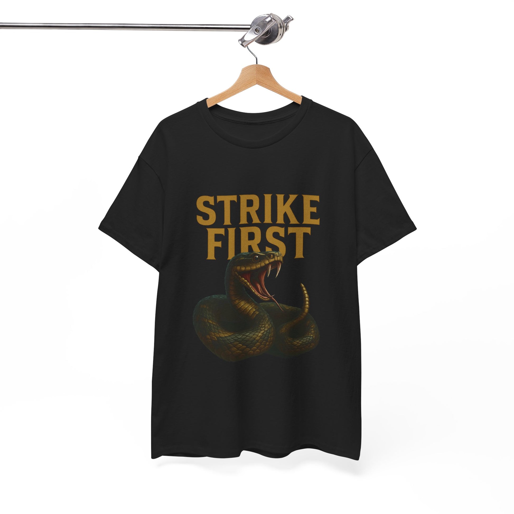 Strike First Unisex Heavy Cotton Tee | Casual Streetwear, Gift for Rebels, Everyday Wear, Statement T-Shirt, Perfect for Theme Parties