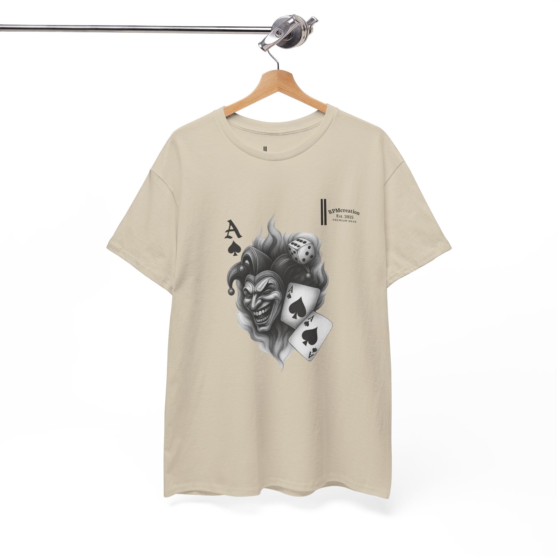 Unisex Heavy Cotton Tee with Joker Design - Perfect for Game Night, Halloween, Casual Wear, Gift for Gamers, Graphic Tee
