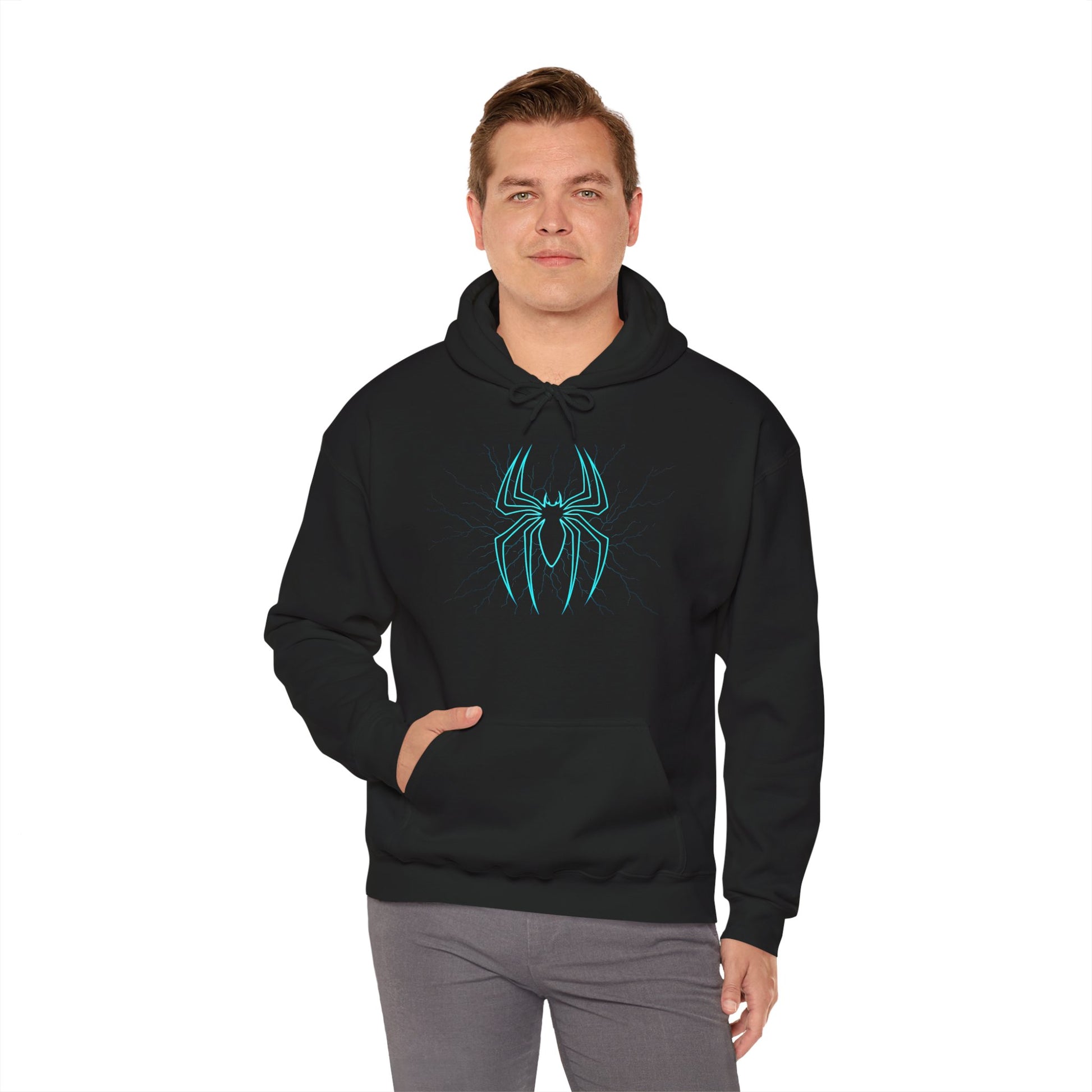 Spider Web Hoodie, Cozy Unisex Sweatshirt, Perfect for Comic Fans, Halloween Apparel, Unique Gift for Teens and Adults