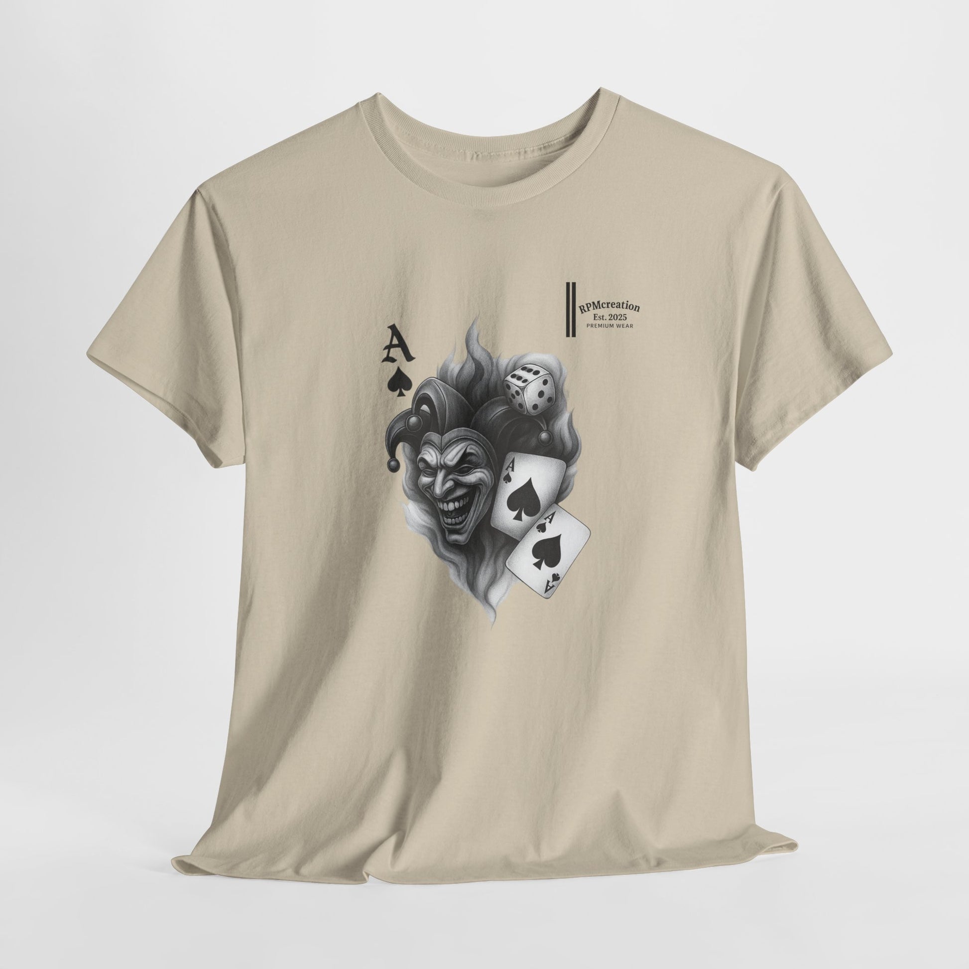 Unisex Heavy Cotton Tee with Joker Design - Perfect for Game Night, Halloween, Casual Wear, Gift for Gamers, Graphic Tee
