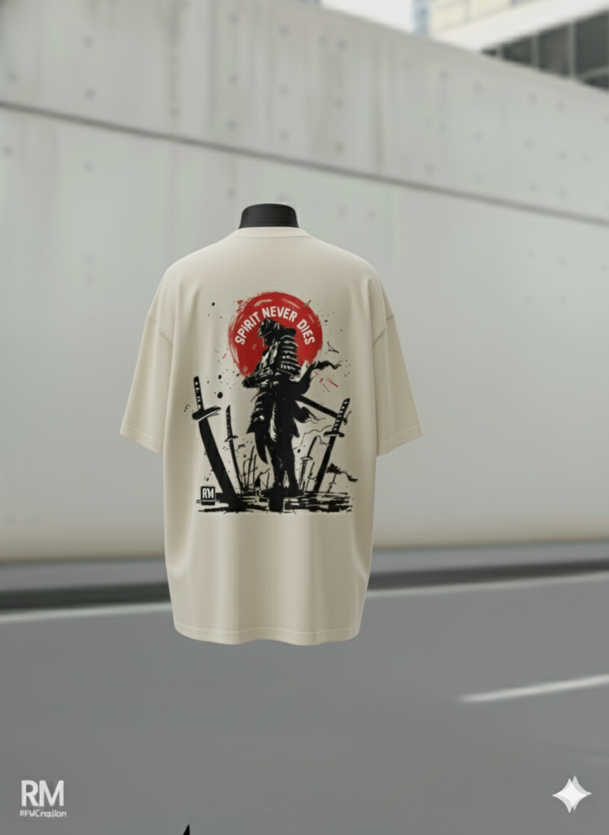 ⚔️ Spirit Never Dies – Neon Samurai Tee..Oversized Unisex T-shirt / Hoodie