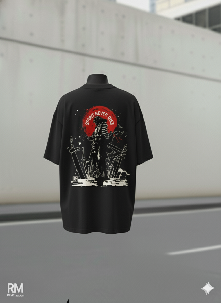 ⚔️ Spirit Never Dies – Neon Samurai Tee..Oversized Unisex T-shirt / Hoodie