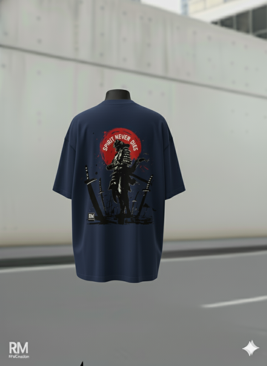 ⚔️ Spirit Never Dies – Neon Samurai Tee..Oversized Unisex T-shirt / Hoodie