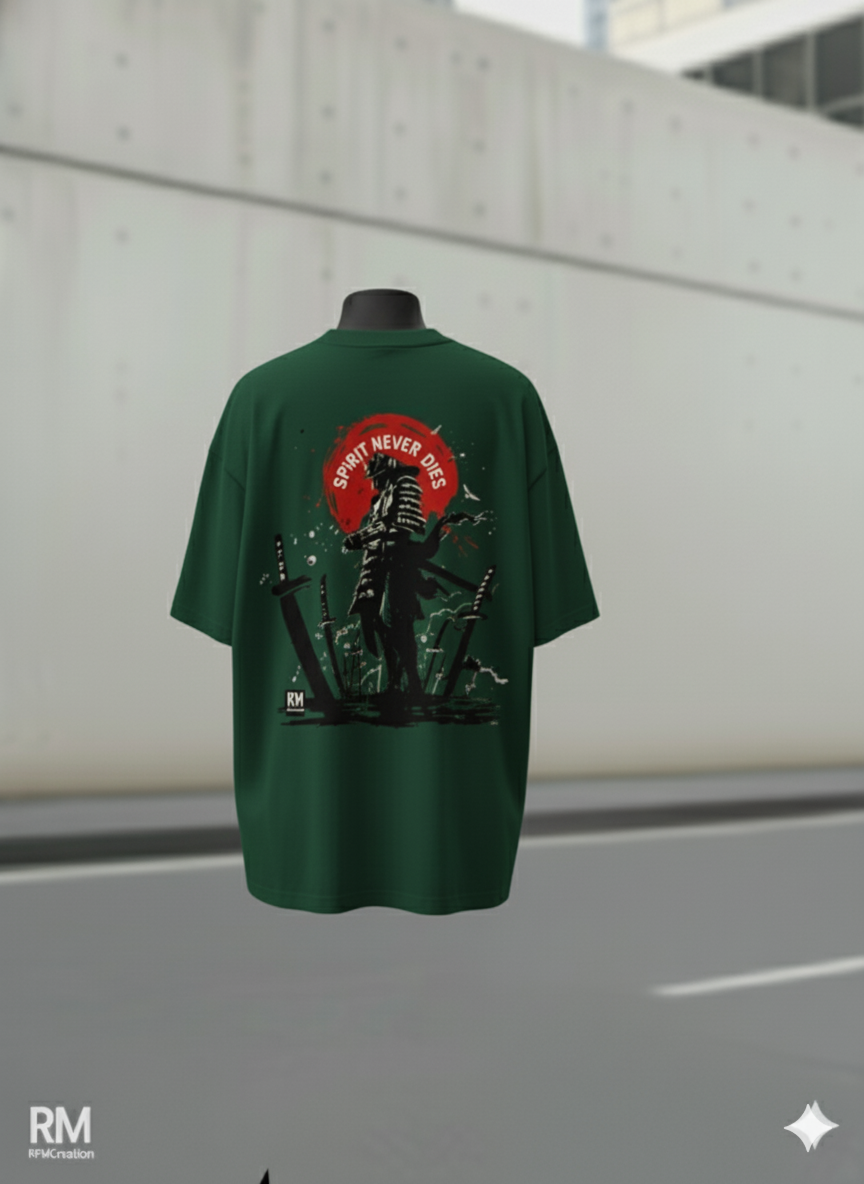 ⚔️ Spirit Never Dies – Neon Samurai Tee..Oversized Unisex T-shirt / Hoodie
