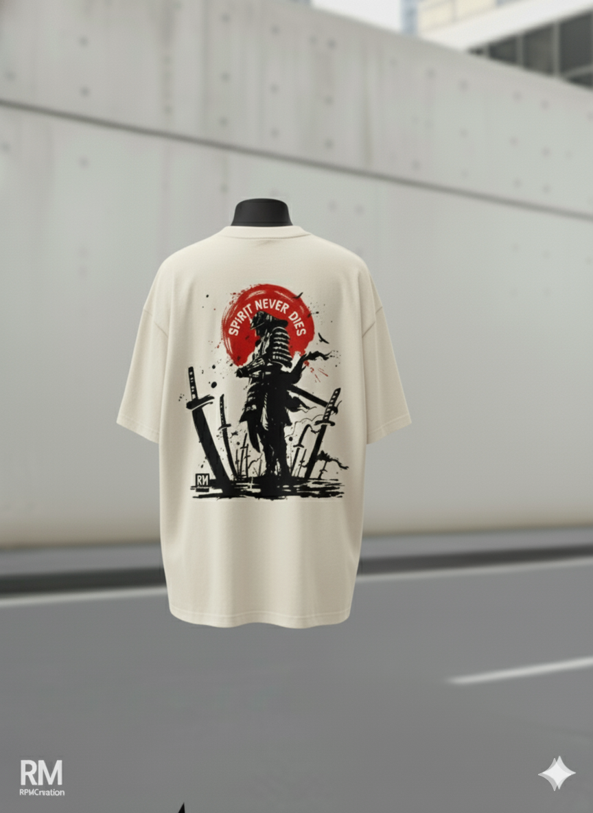 ⚔️ Spirit Never Dies – Neon Samurai Tee..Oversized Unisex T-shirt / Hoodie