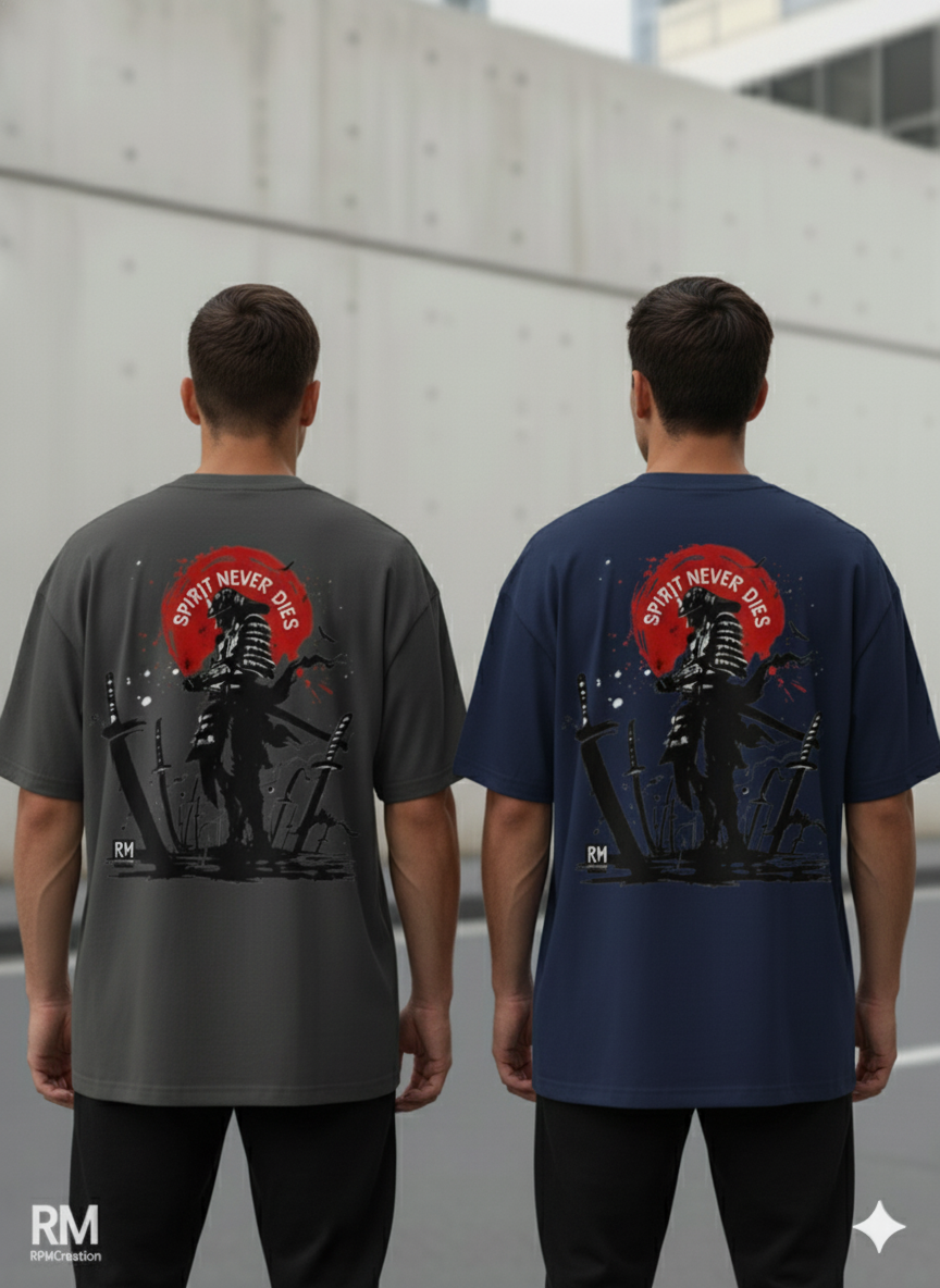 ⚔️ Spirit Never Dies – Neon Samurai Tee..Oversized Unisex T-shirt / Hoodie