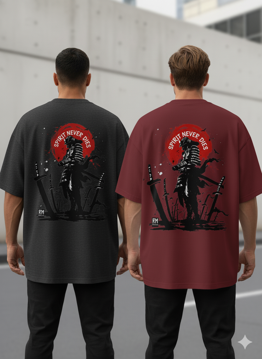 ⚔️ Spirit Never Dies – Neon Samurai Tee..Oversized Unisex T-shirt / Hoodie