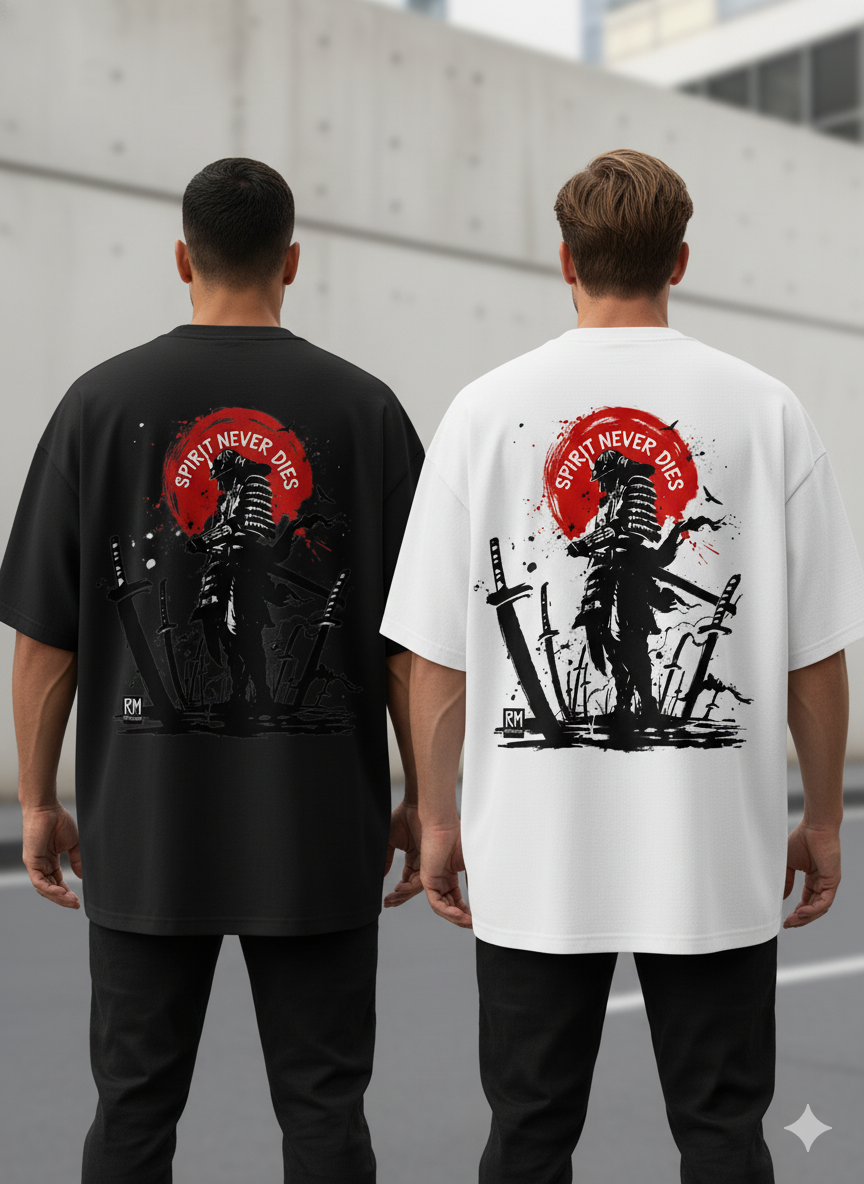 ⚔️ Spirit Never Dies – Neon Samurai Tee..Oversized Unisex T-shirt / Hoodie