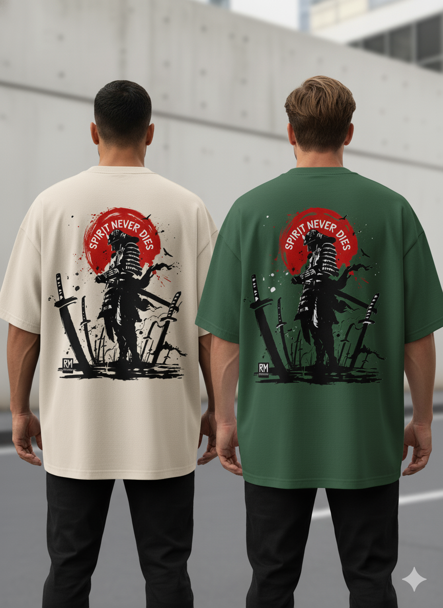⚔️ Spirit Never Dies – Neon Samurai Tee..Oversized Unisex T-shirt / Hoodie