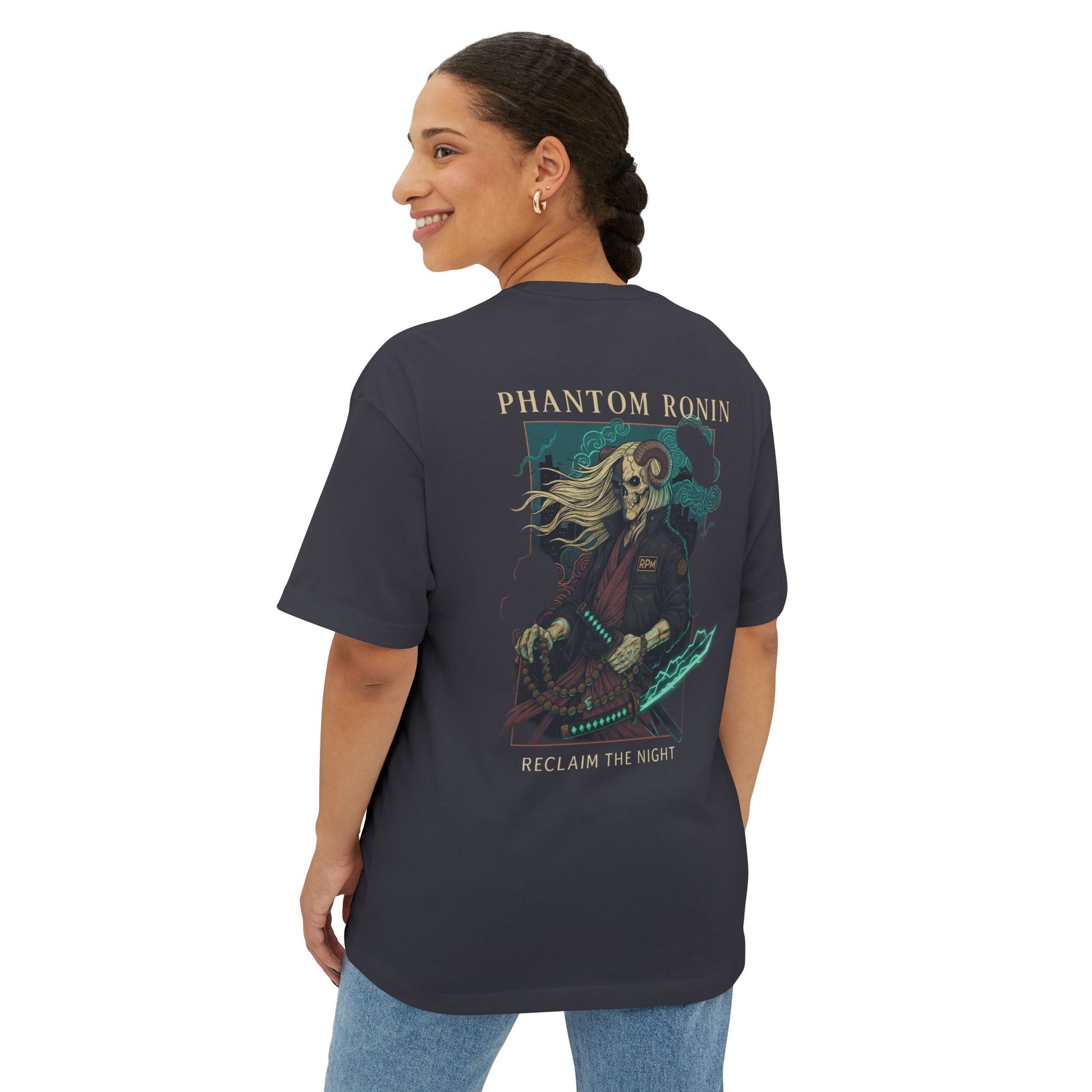 Phantom Ronin Boxy Tee - Oversized Unisex Shirt for Bold Style