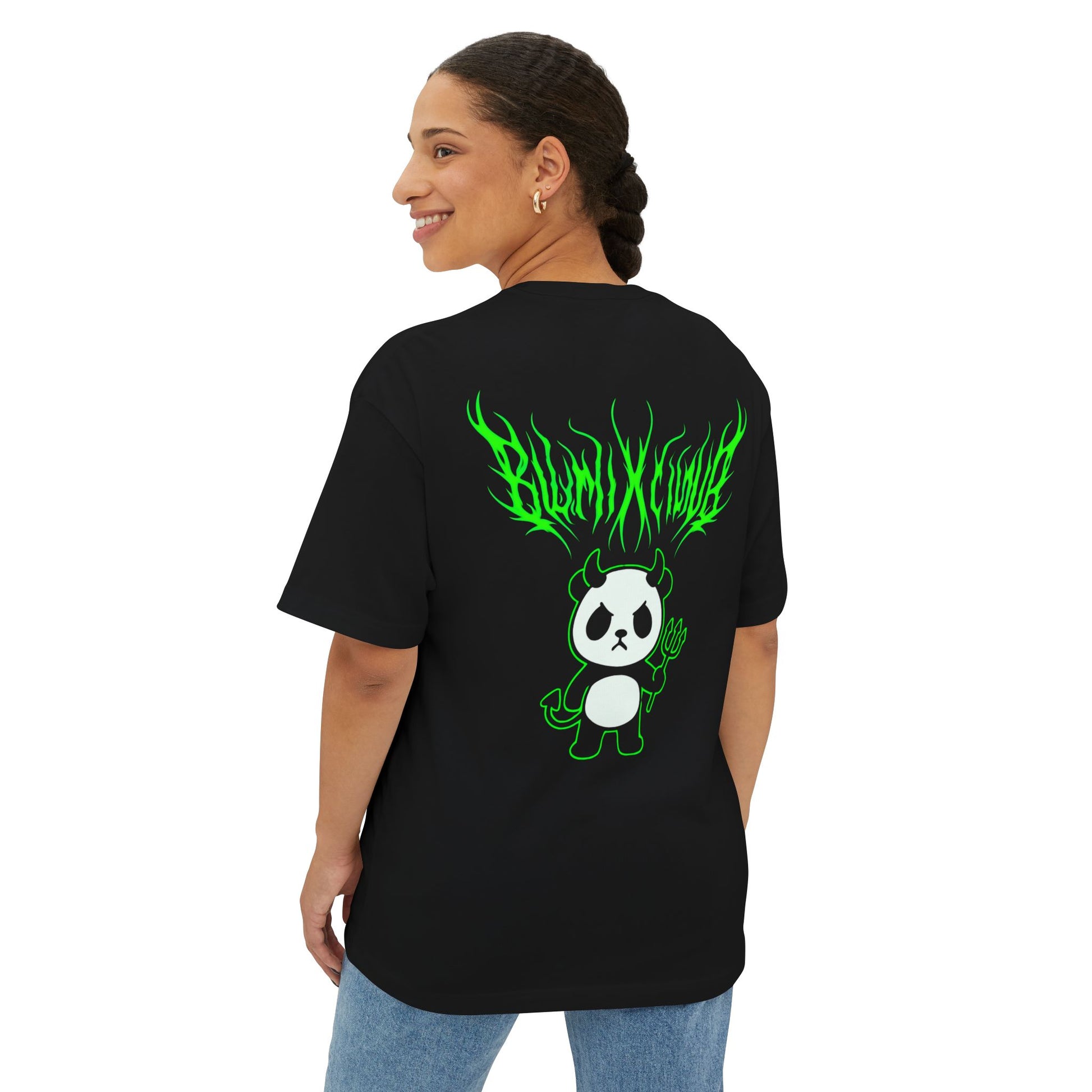 Unisex Graphic Oversized Tee: Punk Panda Design, Comfortwear, Street Fashion, Casual Style, Gift for Friends