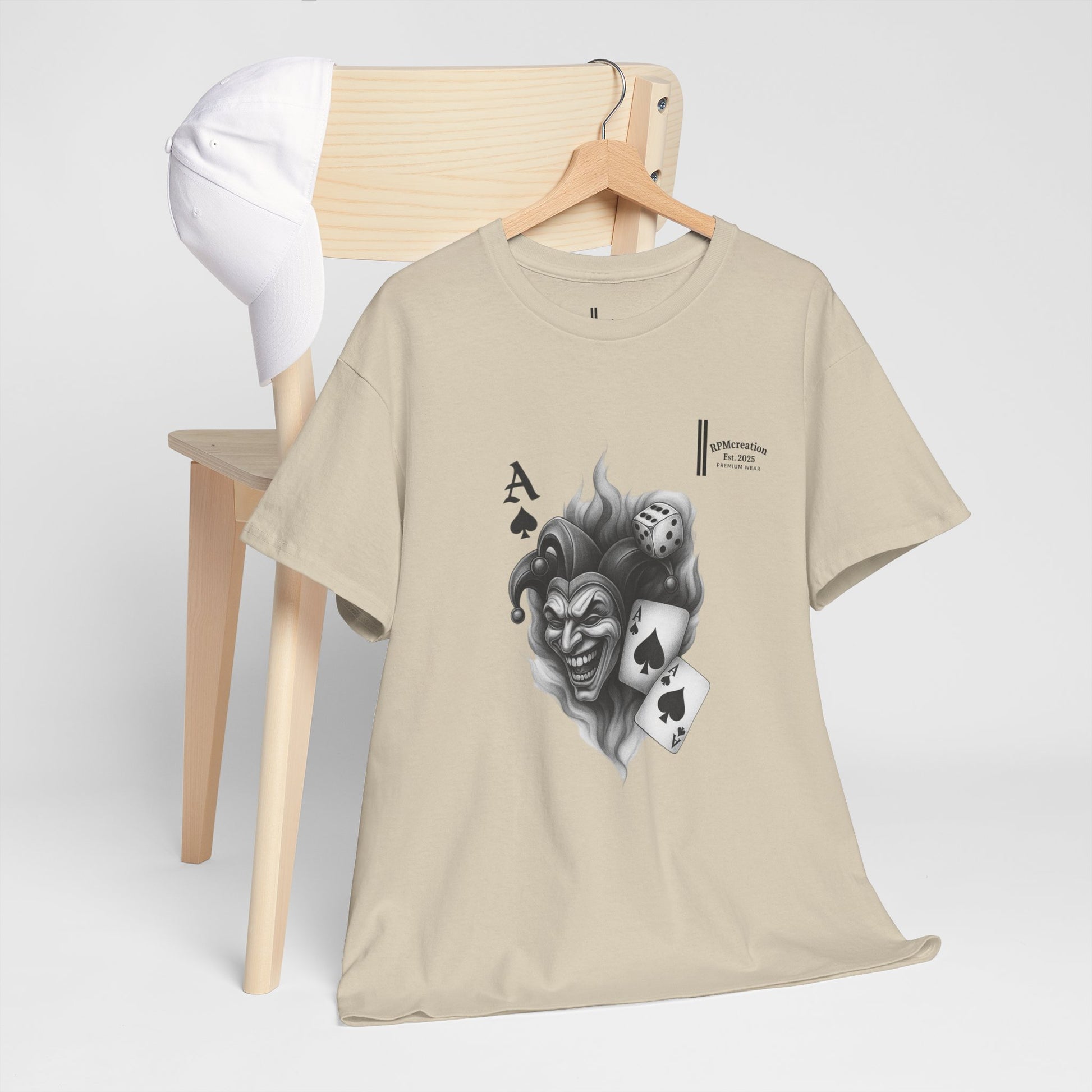 Unisex Heavy Cotton Tee with Joker Design - Perfect for Game Night, Halloween, Casual Wear, Gift for Gamers, Graphic Tee