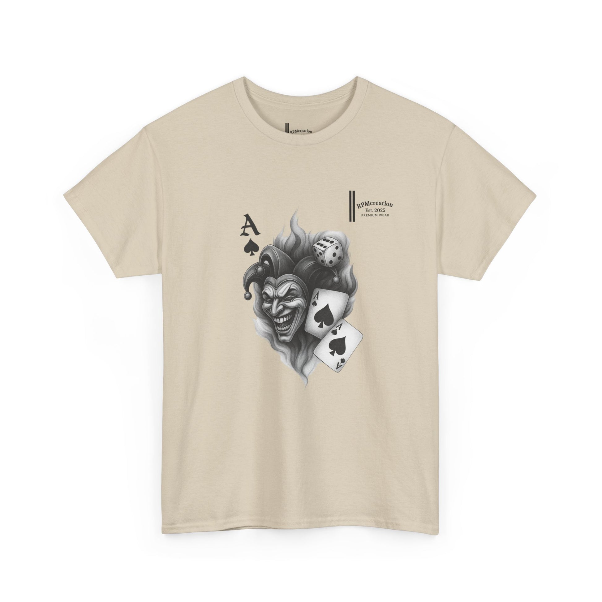 Unisex Heavy Cotton Tee with Joker Design - Perfect for Game Night, Halloween, Casual Wear, Gift for Gamers, Graphic Tee