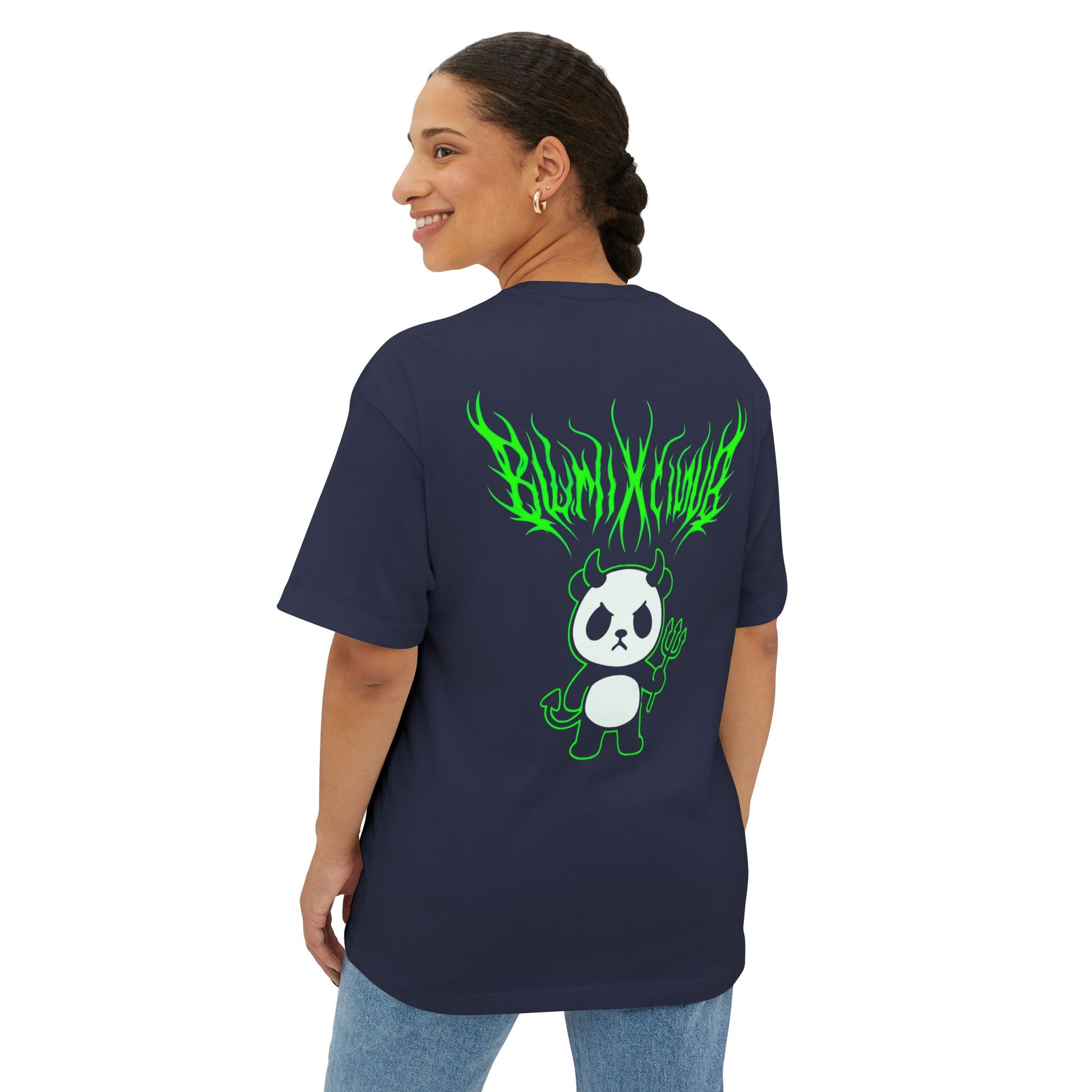 Unisex Graphic Oversized Tee: Punk Panda Design, Comfortwear, Street Fashion, Casual Style, Gift for Friends