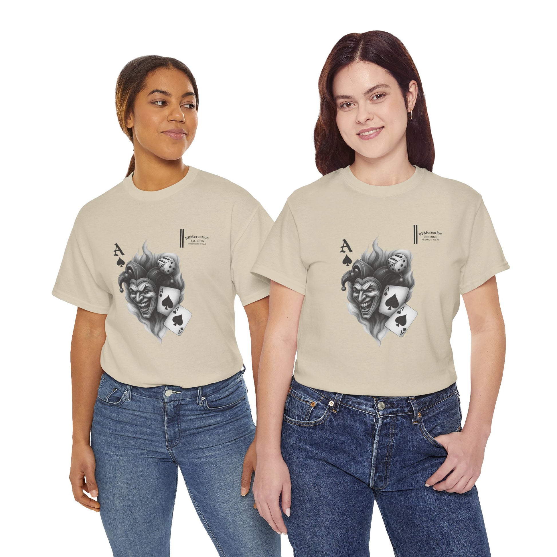 Unisex Heavy Cotton Tee with Joker Design - Perfect for Game Night, Halloween, Casual Wear, Gift for Gamers, Graphic Tee