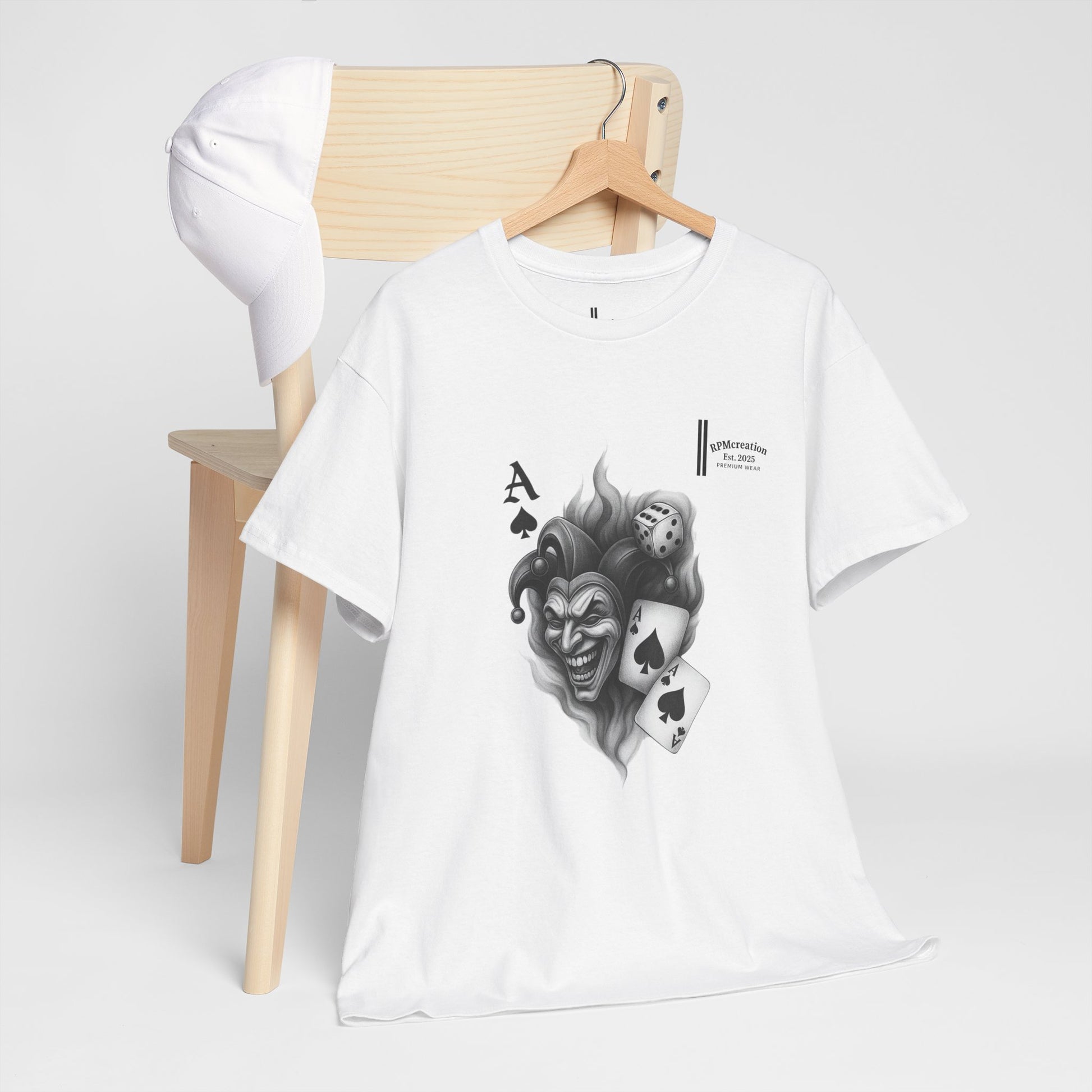 Unisex Heavy Cotton Tee with Joker Design - Perfect for Game Night, Halloween, Casual Wear, Gift for Gamers, Graphic Tee