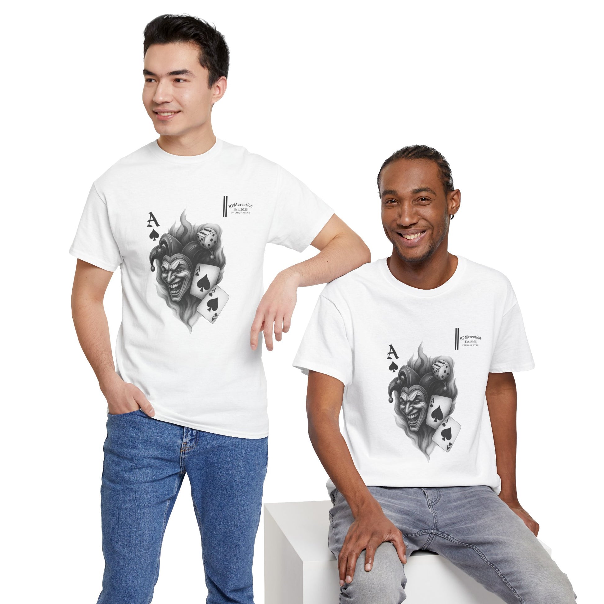 Unisex Heavy Cotton Tee with Joker Design - Perfect for Game Night, Halloween, Casual Wear, Gift for Gamers, Graphic Tee