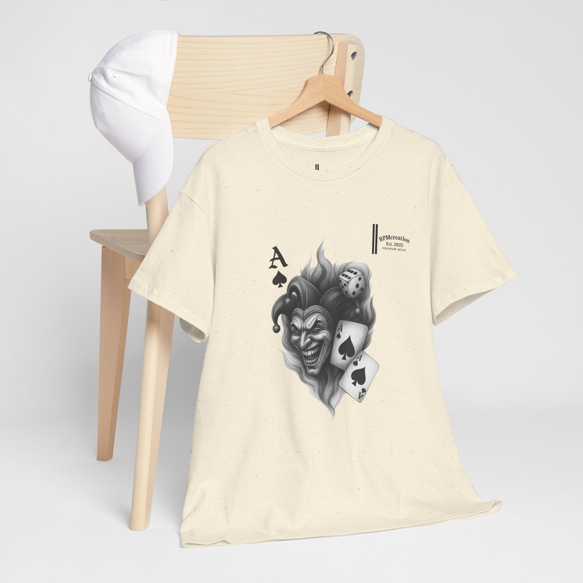 Unisex Heavy Cotton Tee with Joker Design - Perfect for Game Night, Halloween, Casual Wear, Gift for Gamers, Graphic Tee