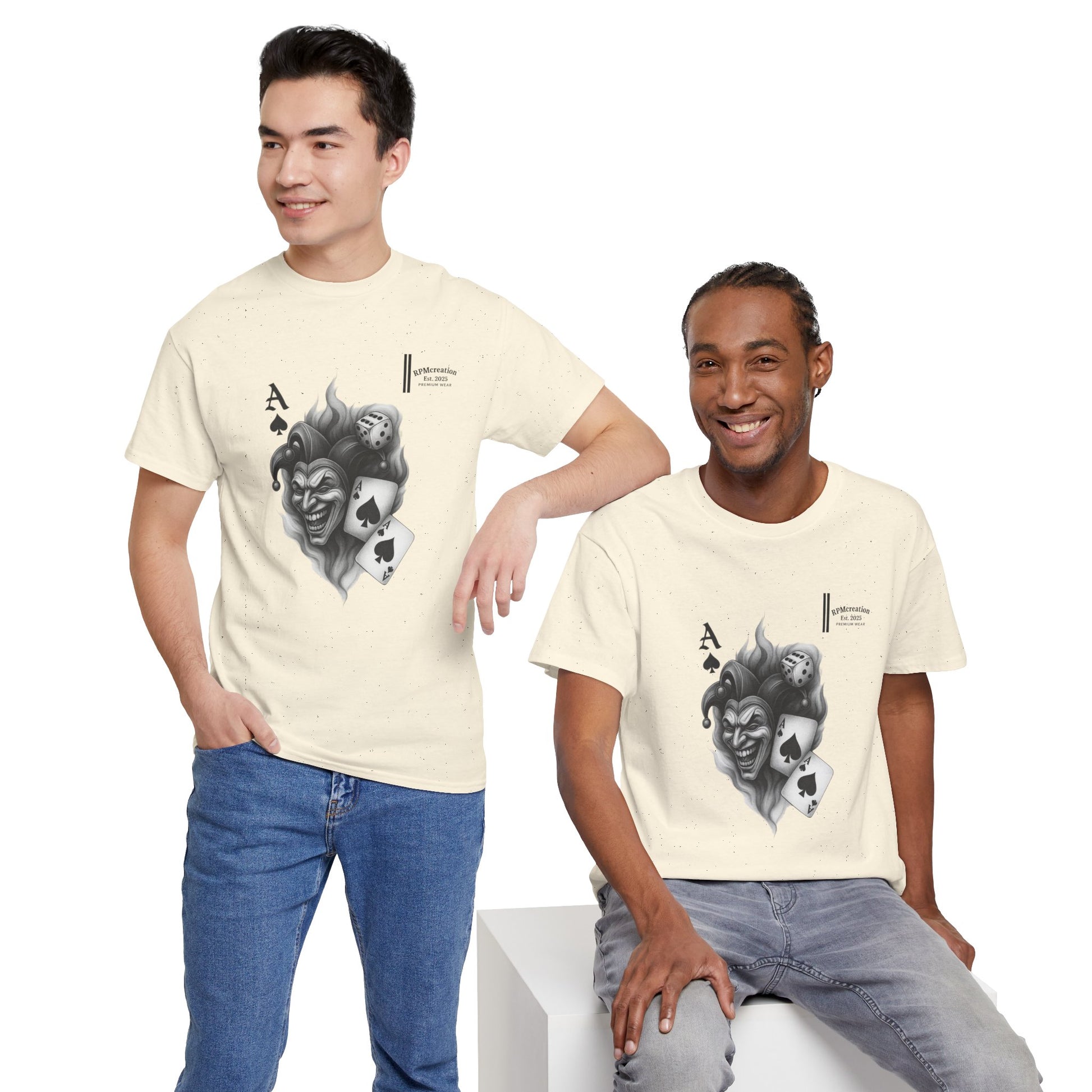 Unisex Heavy Cotton Tee with Joker Design - Perfect for Game Night, Halloween, Casual Wear, Gift for Gamers, Graphic Tee