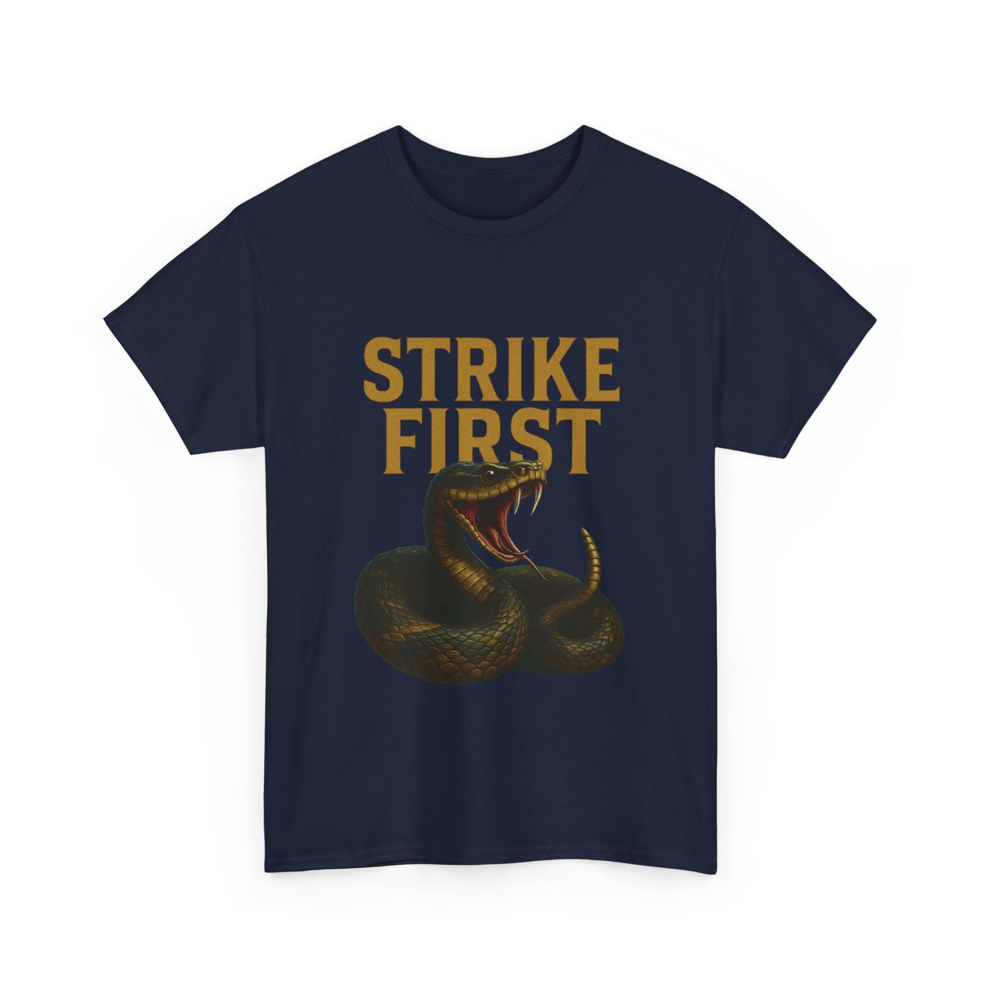Strike First Unisex Heavy Cotton Tee | Casual Streetwear, Gift for Rebels, Everyday Wear, Statement T-Shirt, Perfect for Theme Parties