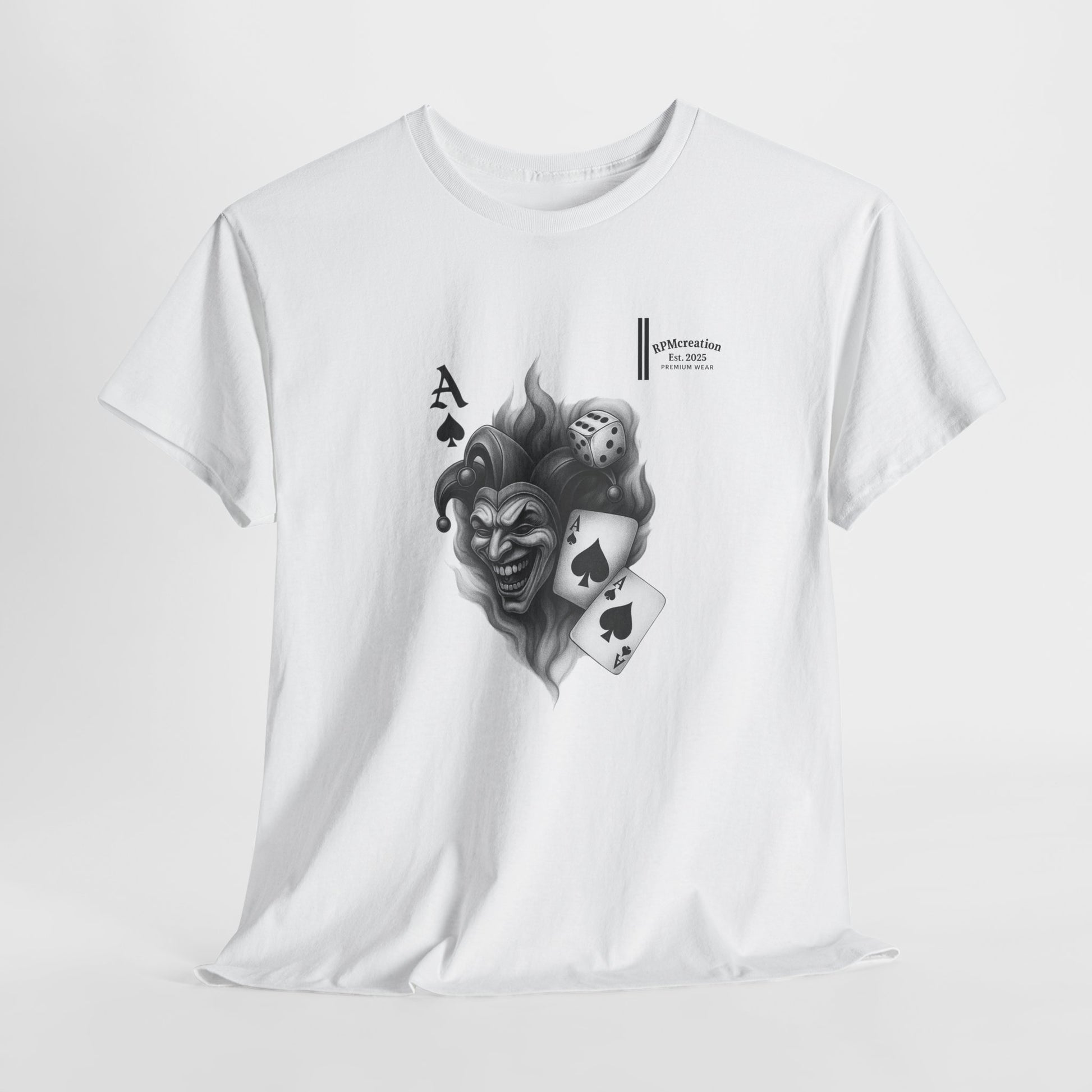 Unisex Heavy Cotton Tee with Joker Design - Perfect for Game Night, Halloween, Casual Wear, Gift for Gamers, Graphic Tee