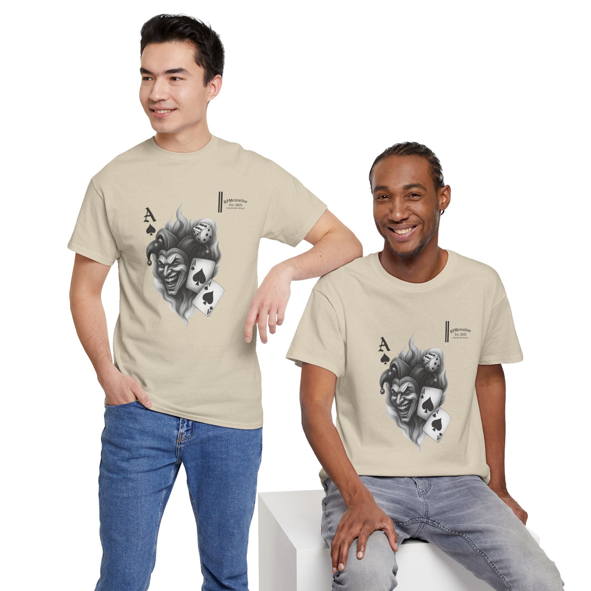 Unisex Heavy Cotton Tee with Joker Design - Perfect for Game Night, Halloween, Casual Wear, Gift for Gamers, Graphic Tee