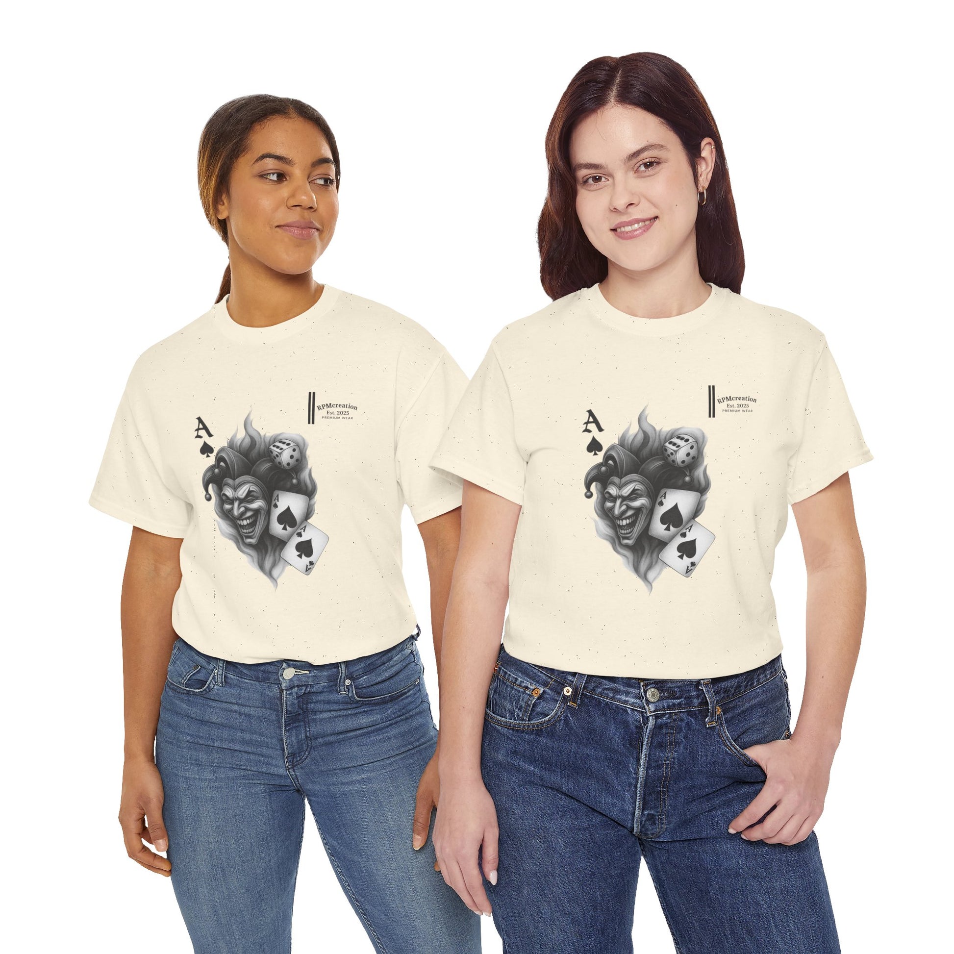 Unisex Heavy Cotton Tee with Joker Design - Perfect for Game Night, Halloween, Casual Wear, Gift for Gamers, Graphic Tee