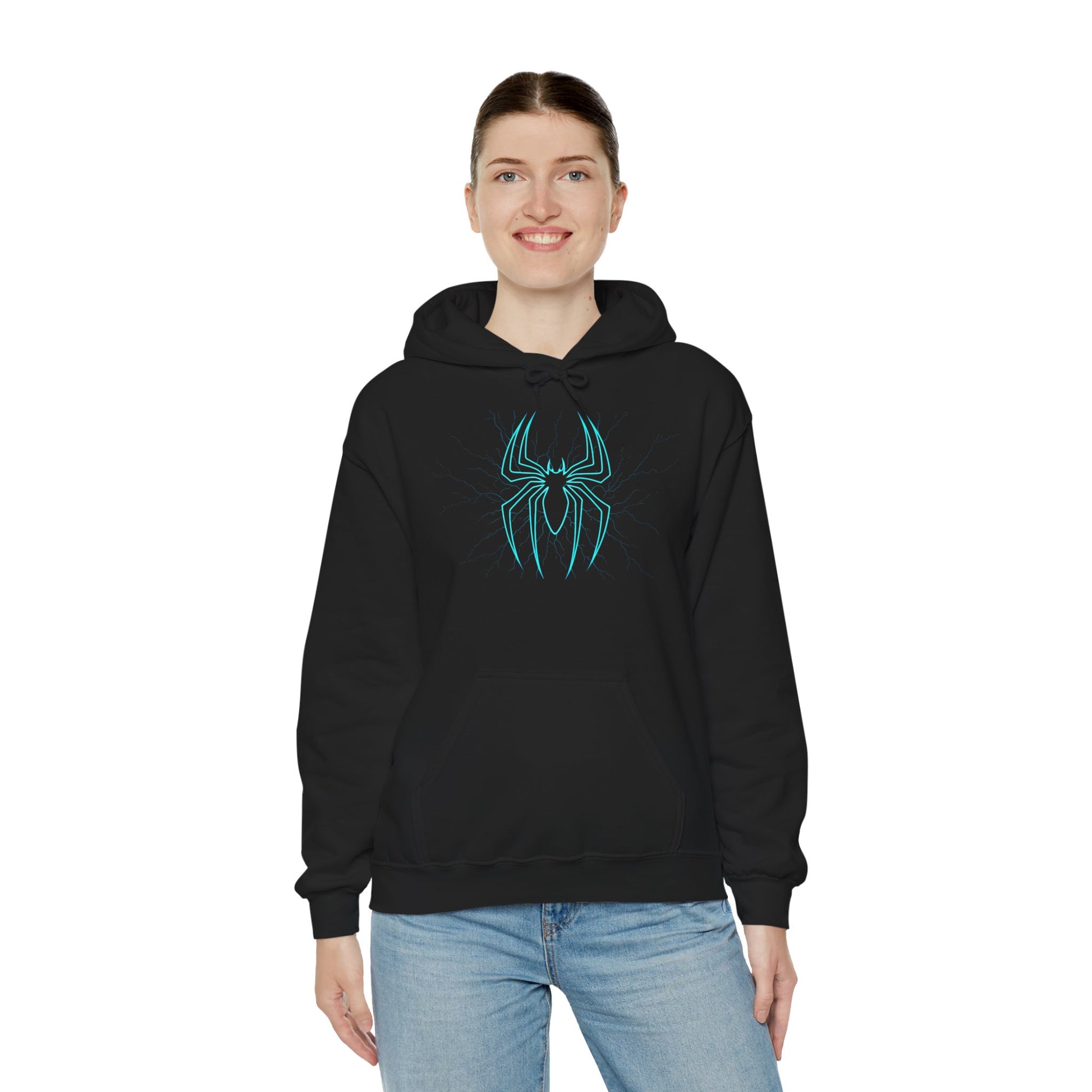 Spider Web Hoodie, Cozy Unisex Sweatshirt, Perfect for Comic Fans, Halloween Apparel, Unique Gift for Teens and Adults