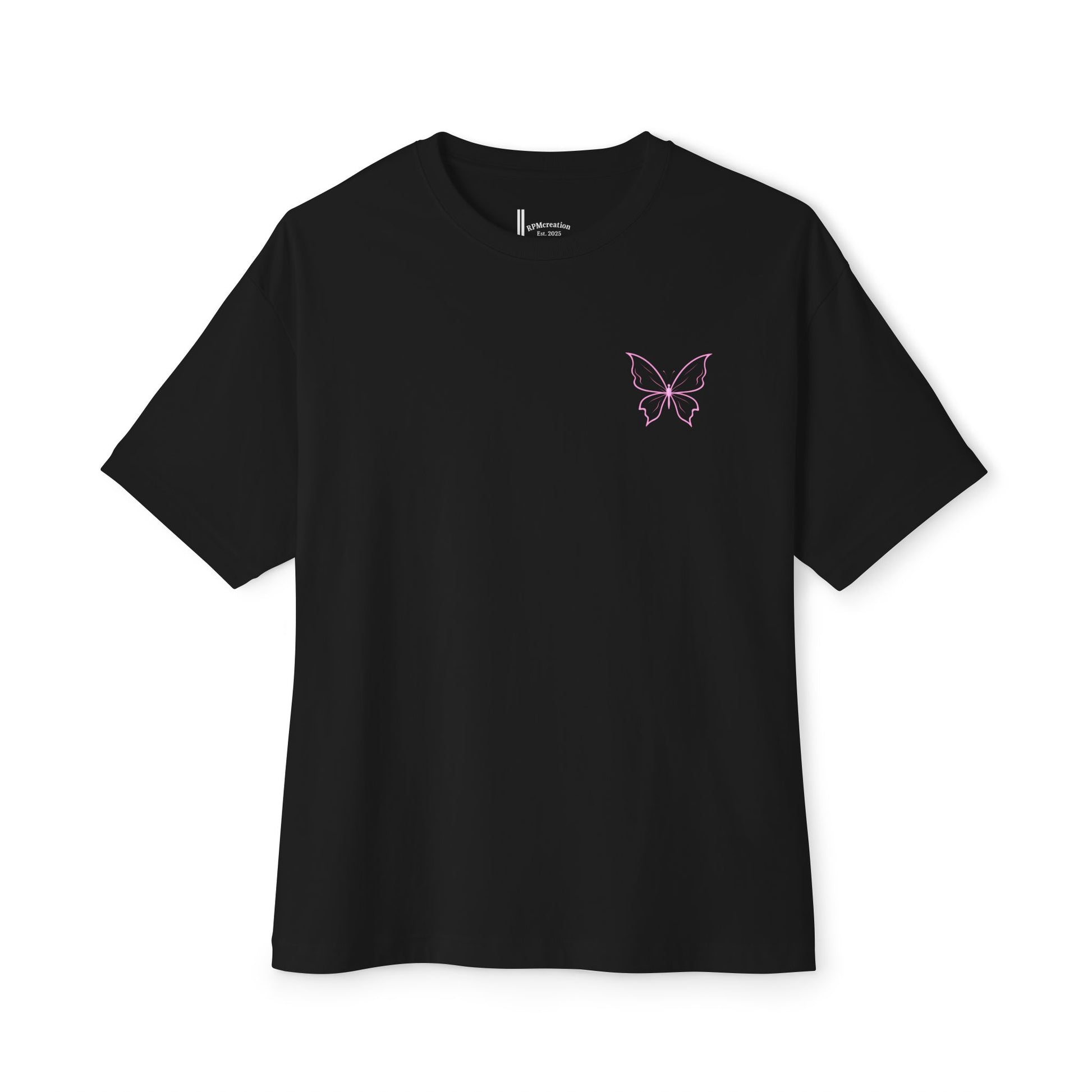 Whimsical Cat and Butterfly Oversized Tee | Unisex Graphic T-Shirt, Cute Cat Tee, Nature Lover Shirt, Gift for Cat Lovers, Summer Fashion