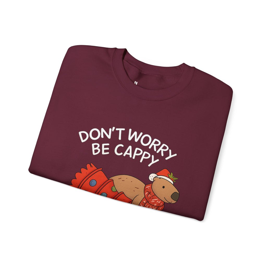 Sweatshirt — 'Don’t Worry, Be Capy' Cute Capybara Holiday Pullover