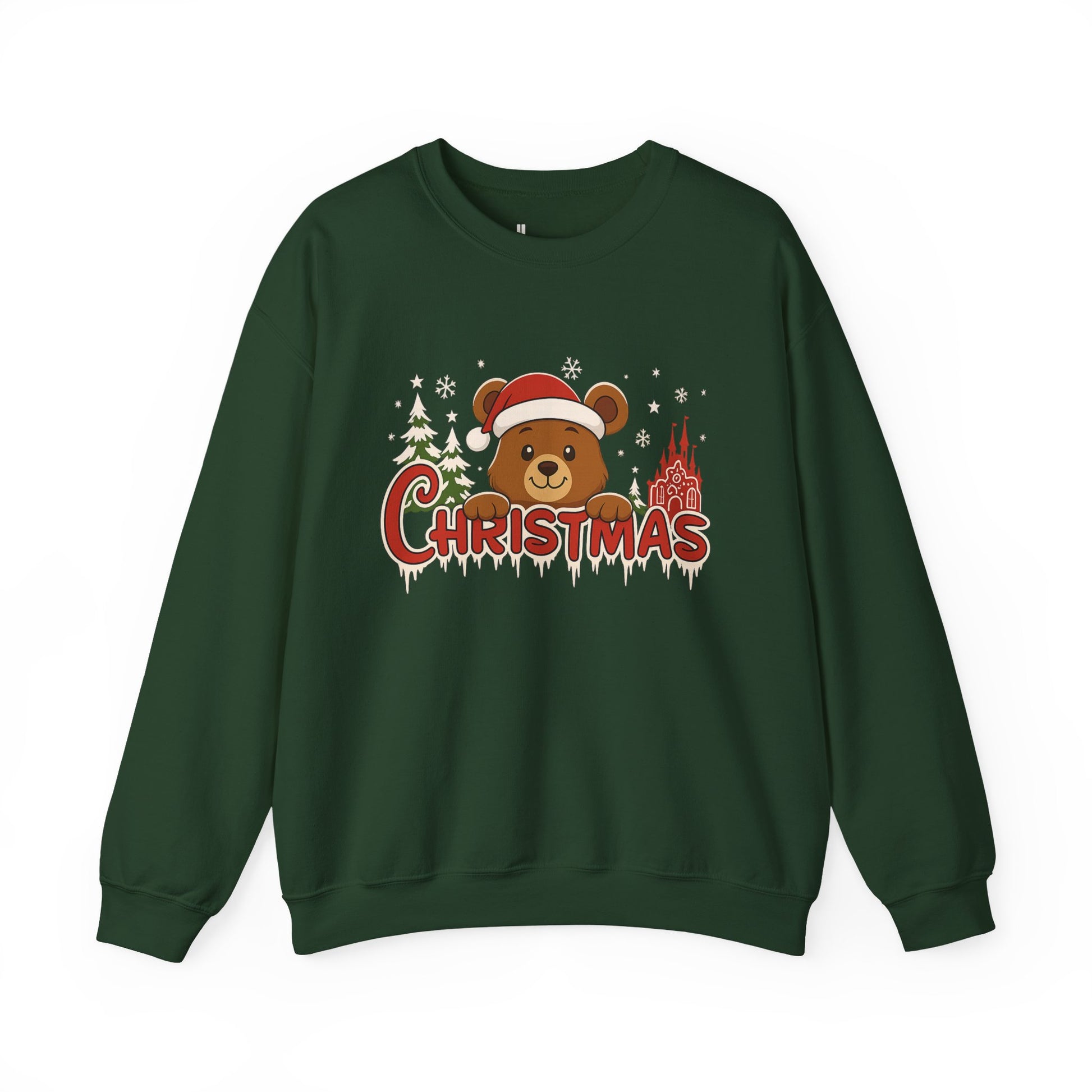Christmas Bear Crewneck Sweatshirt — Cute Santa Teddy Holiday Sweater