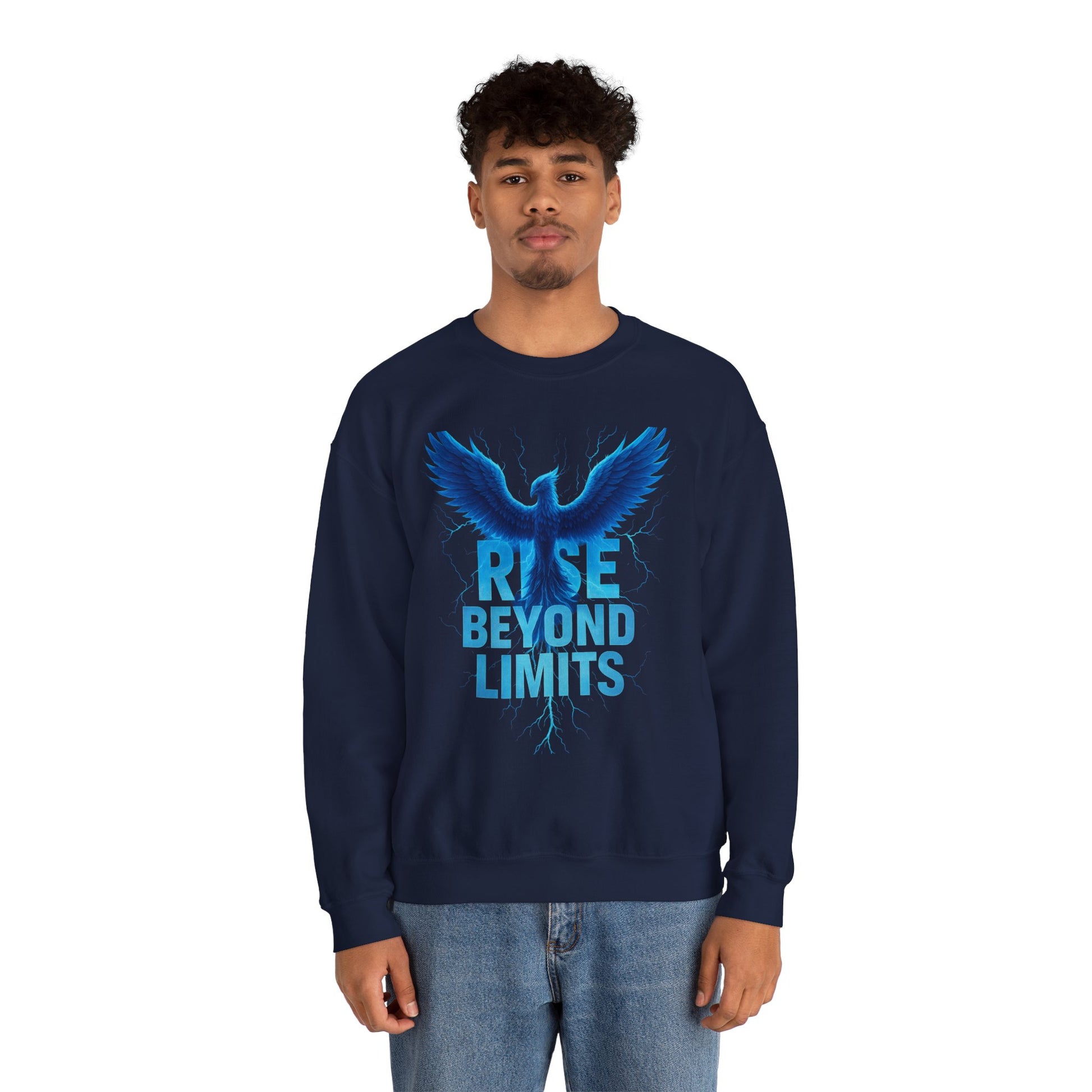 Rise Beyond Limits Crewneck Sweatshirt | Inspirational Apparel | Gift for Motivation, Casual Outfit, October Gifts, Cozy Wear