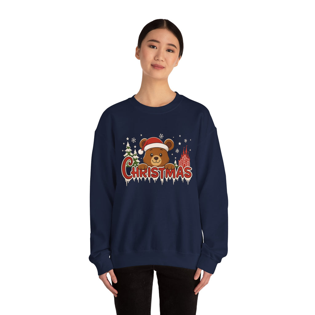 Christmas Bear Crewneck Sweatshirt — Cute Santa Teddy Holiday Sweater