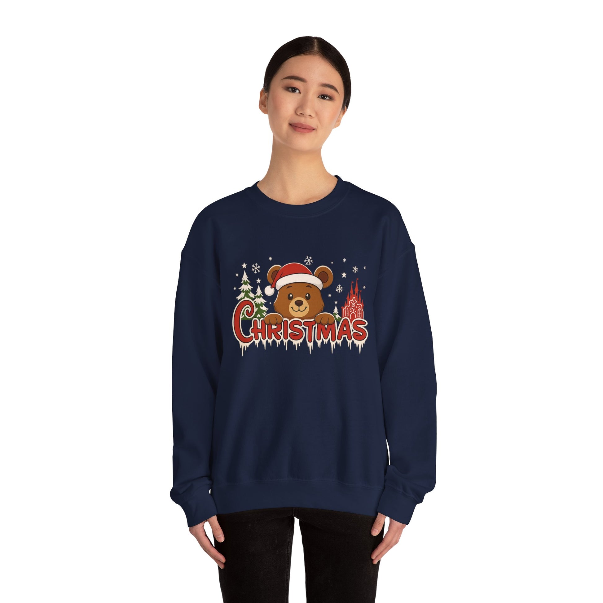 Christmas Bear Crewneck Sweatshirt — Cute Santa Teddy Holiday Sweater