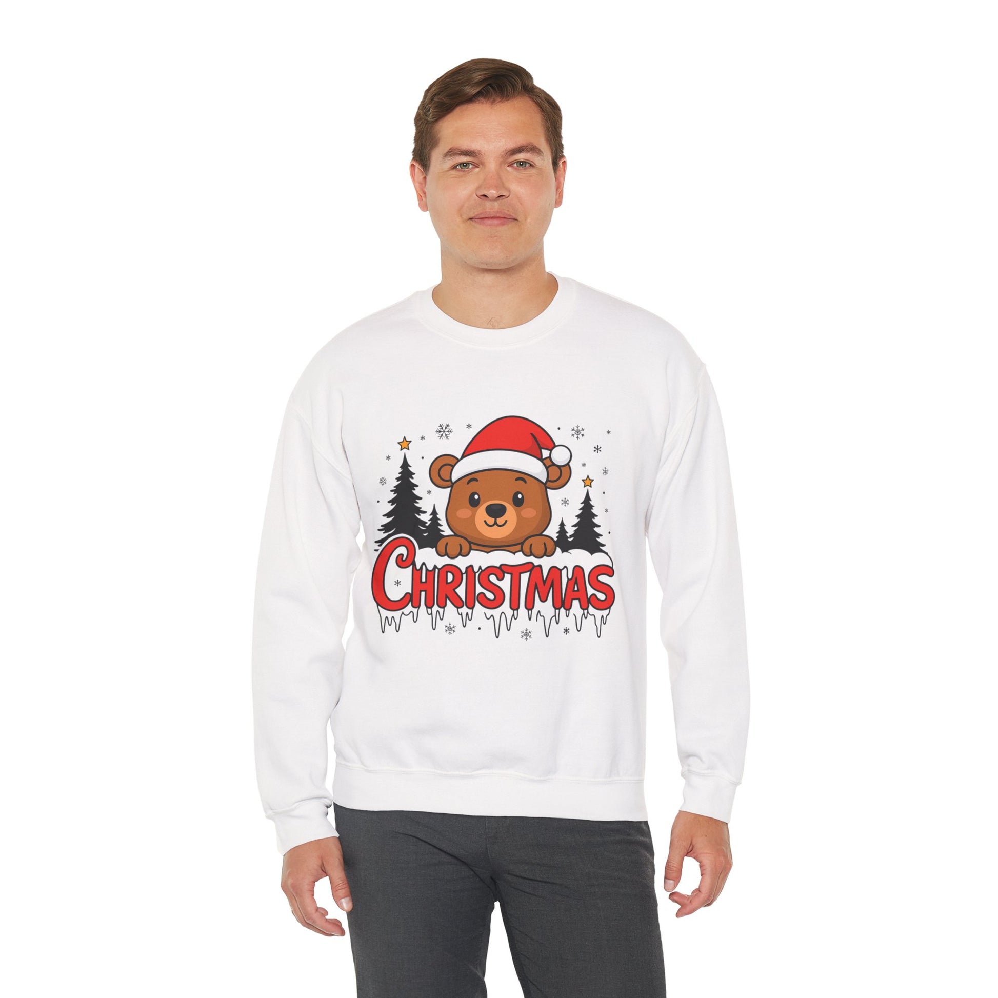 Christmas Bear Crewneck Sweatshirt – Cute Santa Bear Holiday Sweater