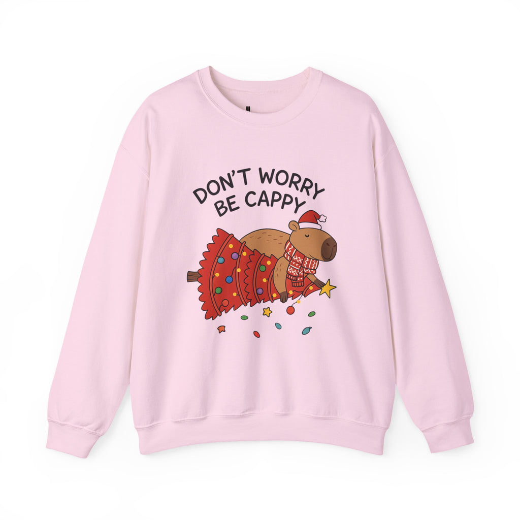 Sweatshirt — "Don't Worry Be Cappy" Holiday Capybara Crewneck