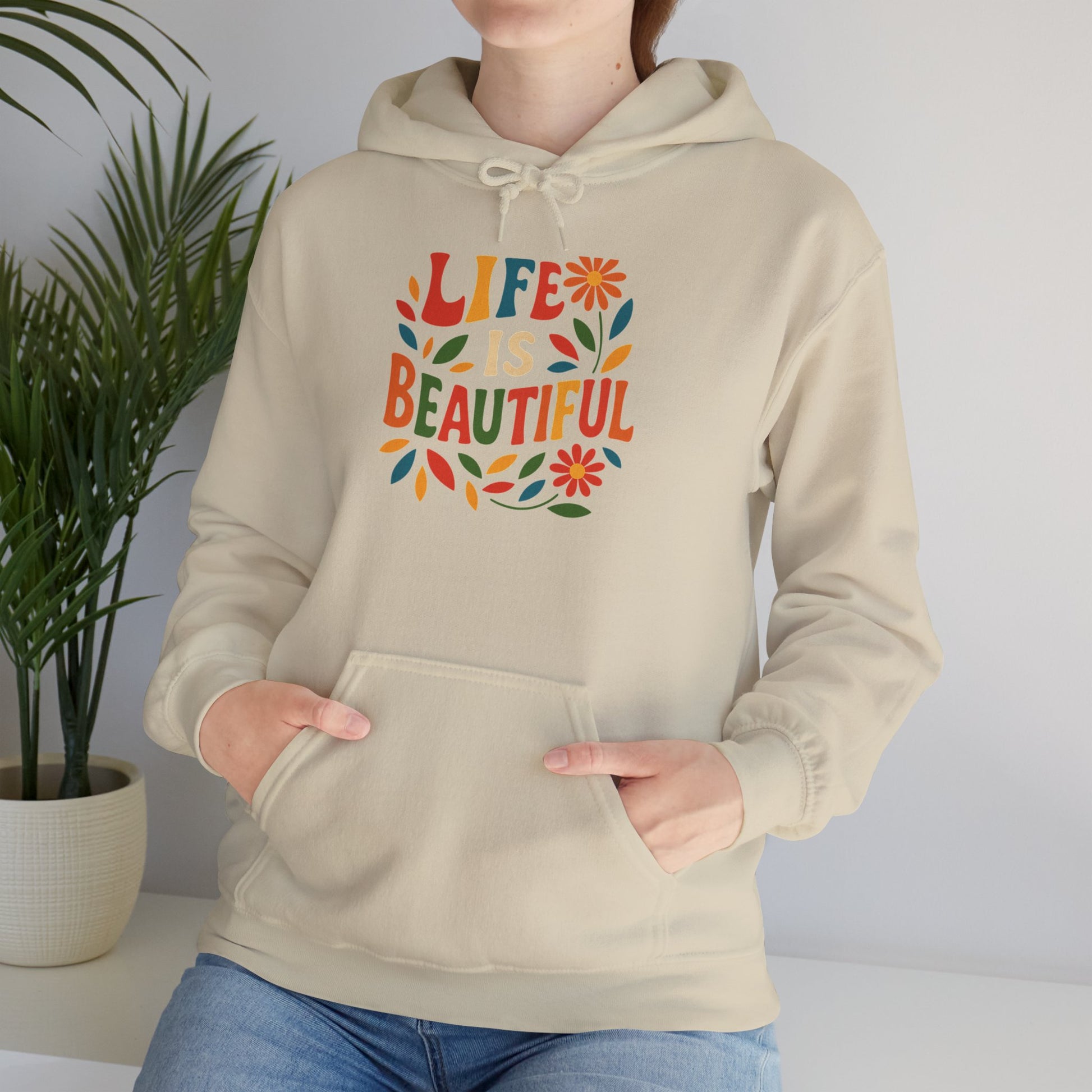Life is Beautiful Hoodie, Cozy Sweatshirt, Inspirational Gift, Spring Style, Everyday Comfort, Unisex Fashion
