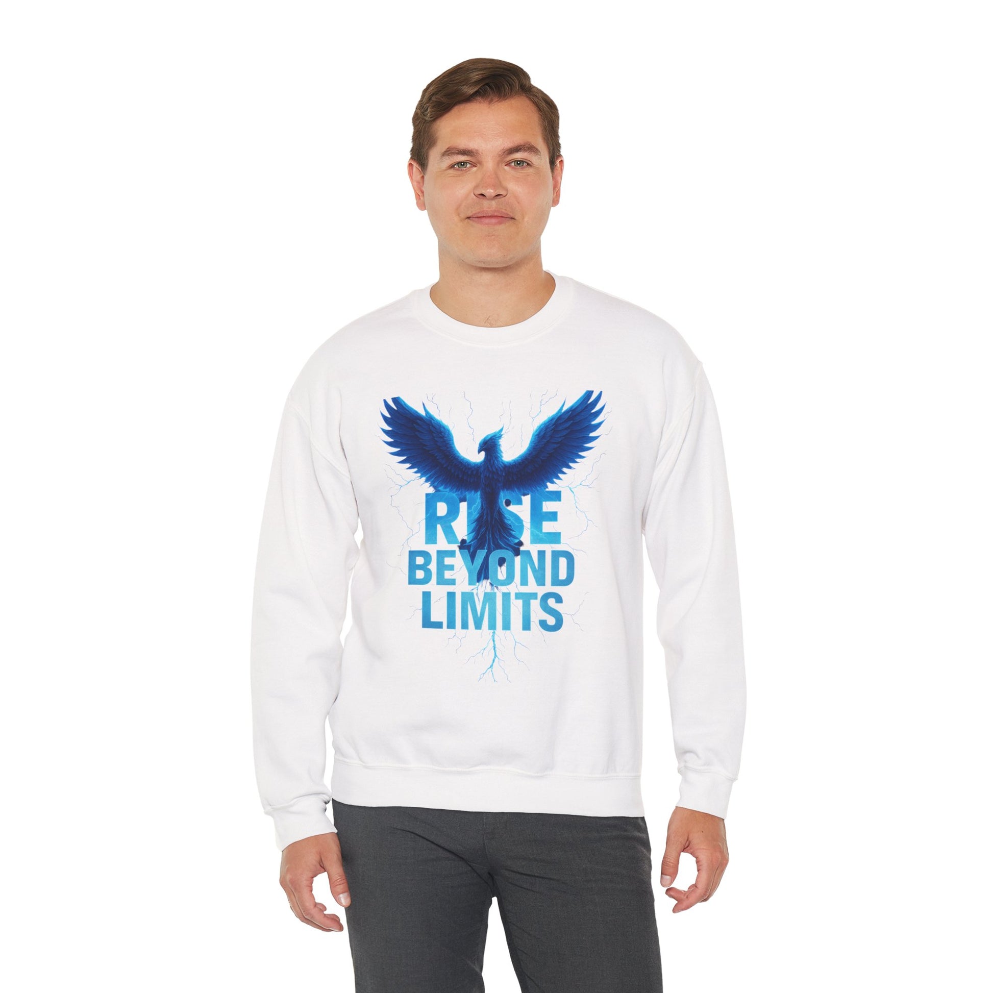 Rise Beyond Limits Crewneck Sweatshirt | Inspirational Apparel | Gift for Motivation, Casual Outfit, October Gifts, Cozy Wear