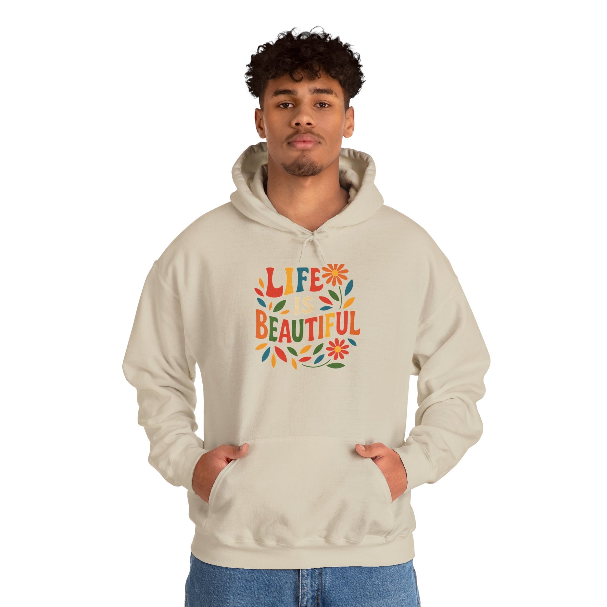 Life is Beautiful Hoodie, Cozy Sweatshirt, Inspirational Gift, Spring Style, Everyday Comfort, Unisex Fashion