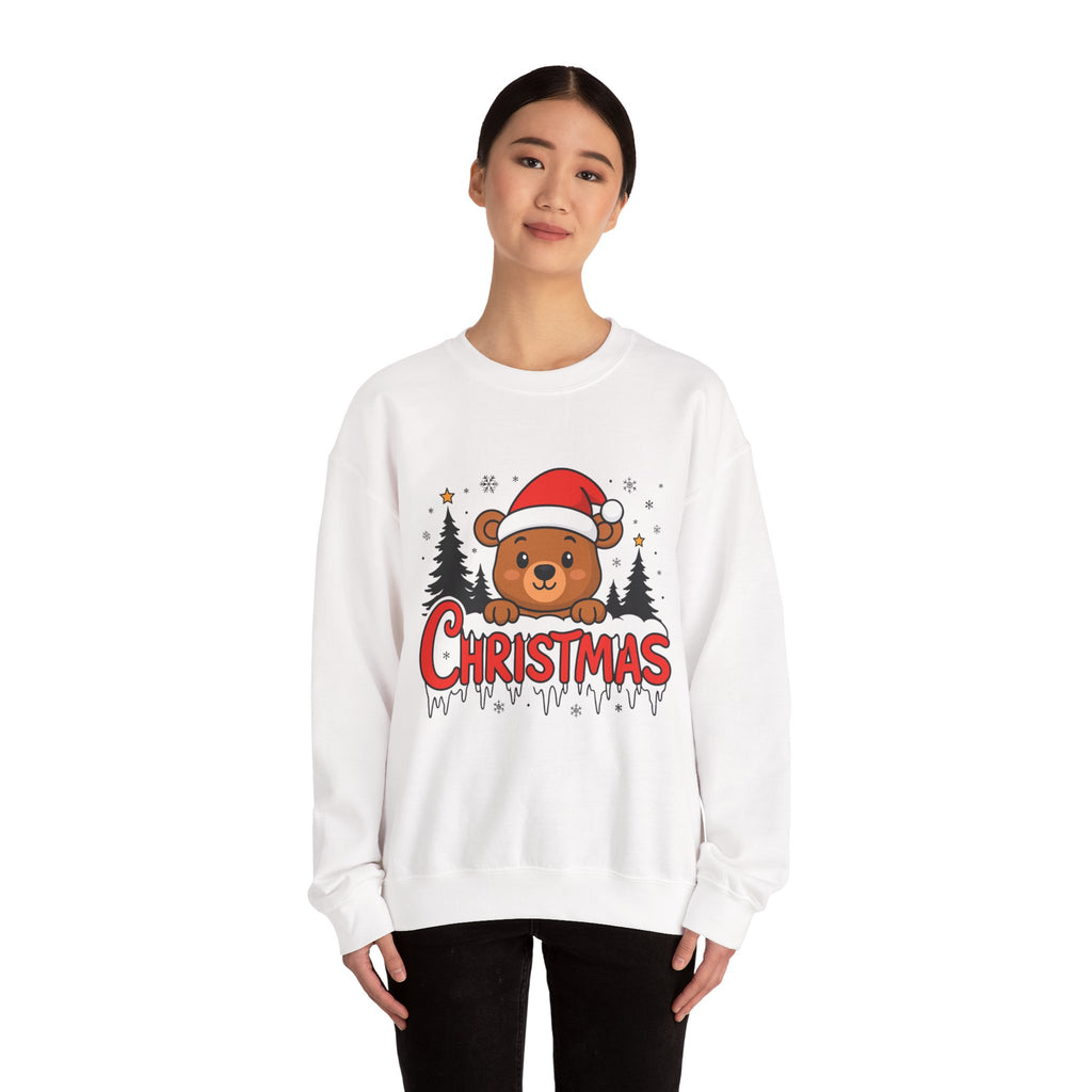 Christmas Bear Crewneck Sweatshirt – Cute Santa Bear Holiday Sweater