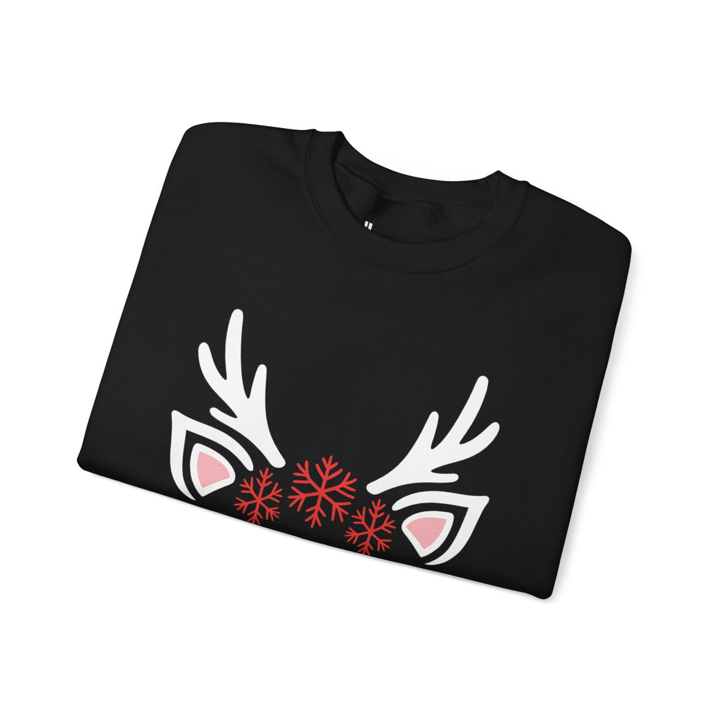 Reindeer Face Holiday Crewneck Sweatshirt