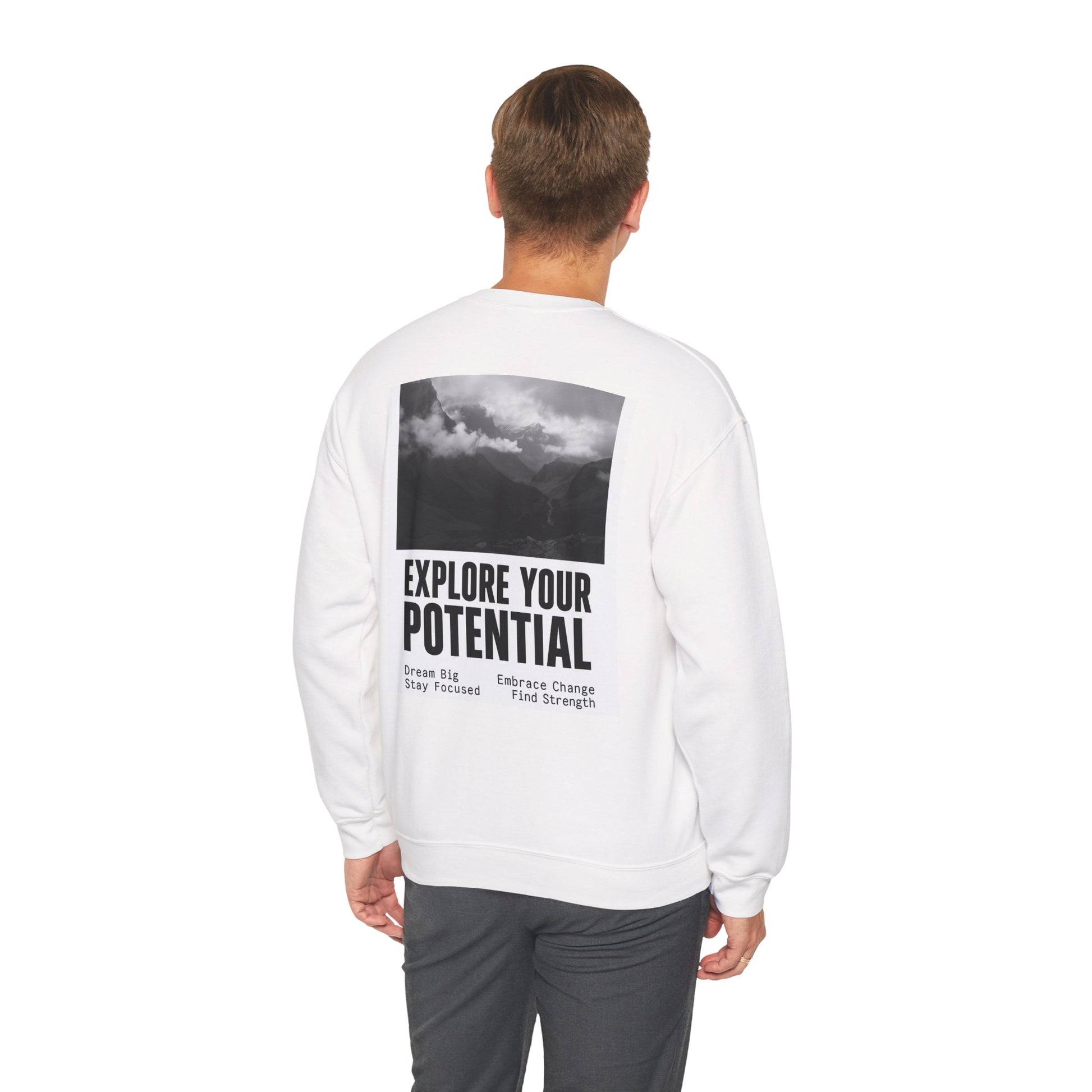 Inspirational Crewneck Sweatshirt for Dreamers, Explore Your Potential, Motivational Apparel, Gift for Graduates, Cozy Unisex Sweatshirt