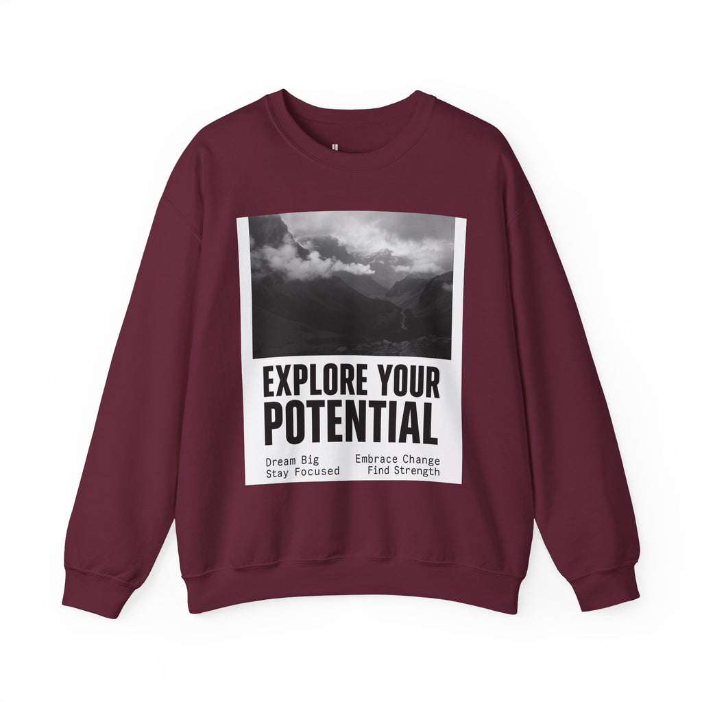 Inspirational Crewneck Sweatshirt for Dreamers, Explore Your Potential, Motivational Apparel, Gift for Graduates, Cozy Unisex Sweatshirt