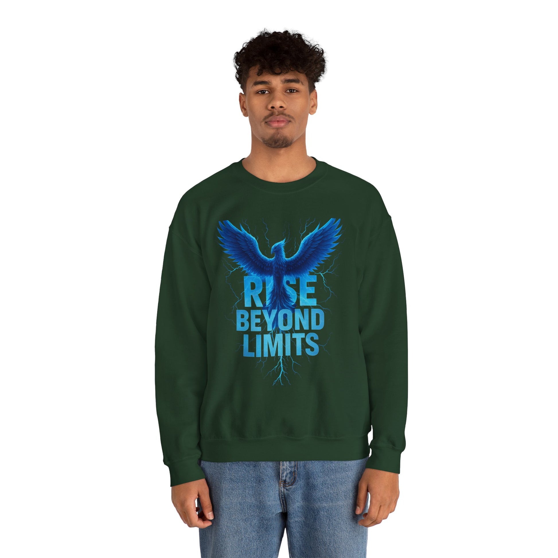 Rise Beyond Limits Crewneck Sweatshirt | Inspirational Apparel | Gift for Motivation, Casual Outfit, October Gifts, Cozy Wear